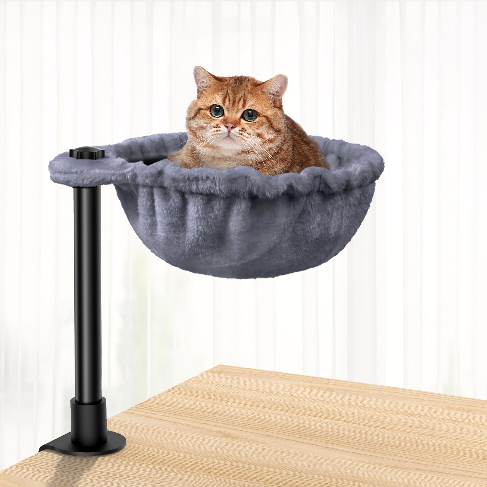 Virtulance Cat Desk Bed - Cat Desk Perch With 360 Rotating - Soft Fabric Nest Bed Height Adjustable Mount - Hammock Attachment F