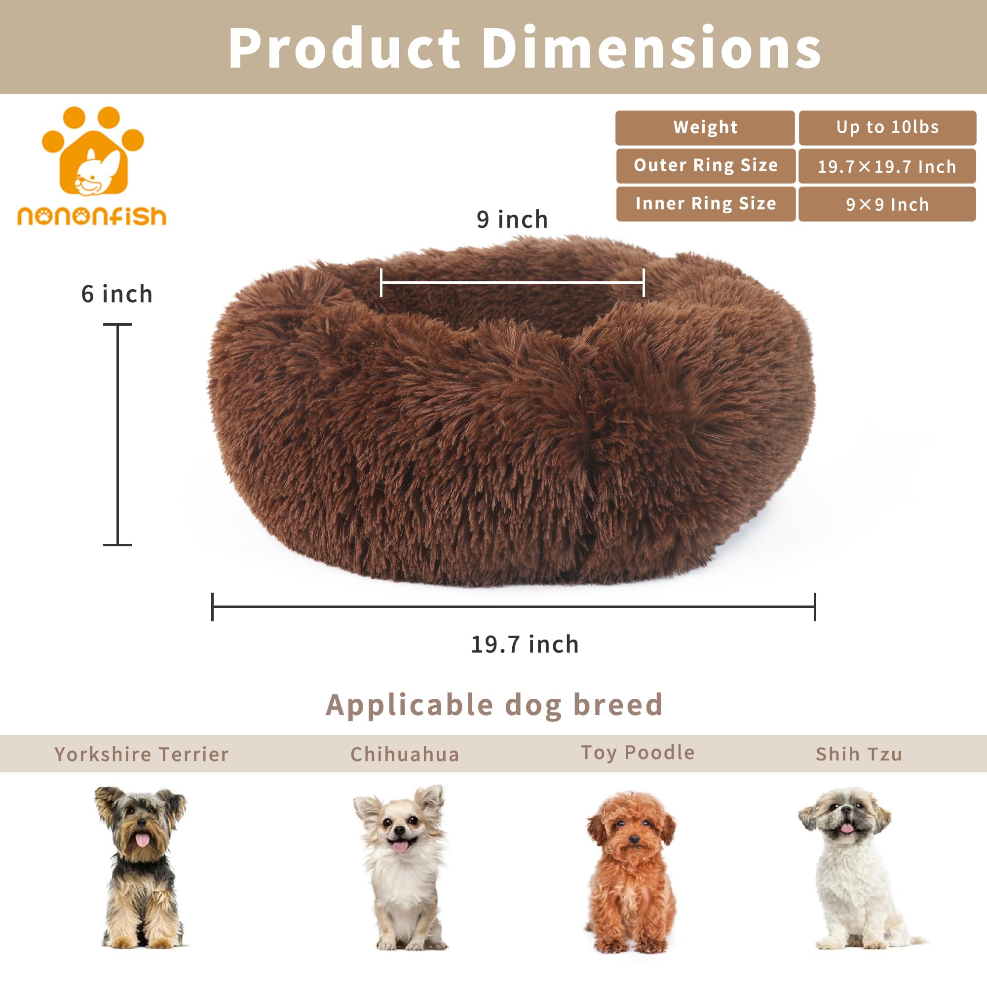 Nononfish Marshmallow Cat Bed Kawaii Cat Nest Bed For Indoor Cats Washable Fluffy Anti Anxiety Kitten Bed 19 Inches