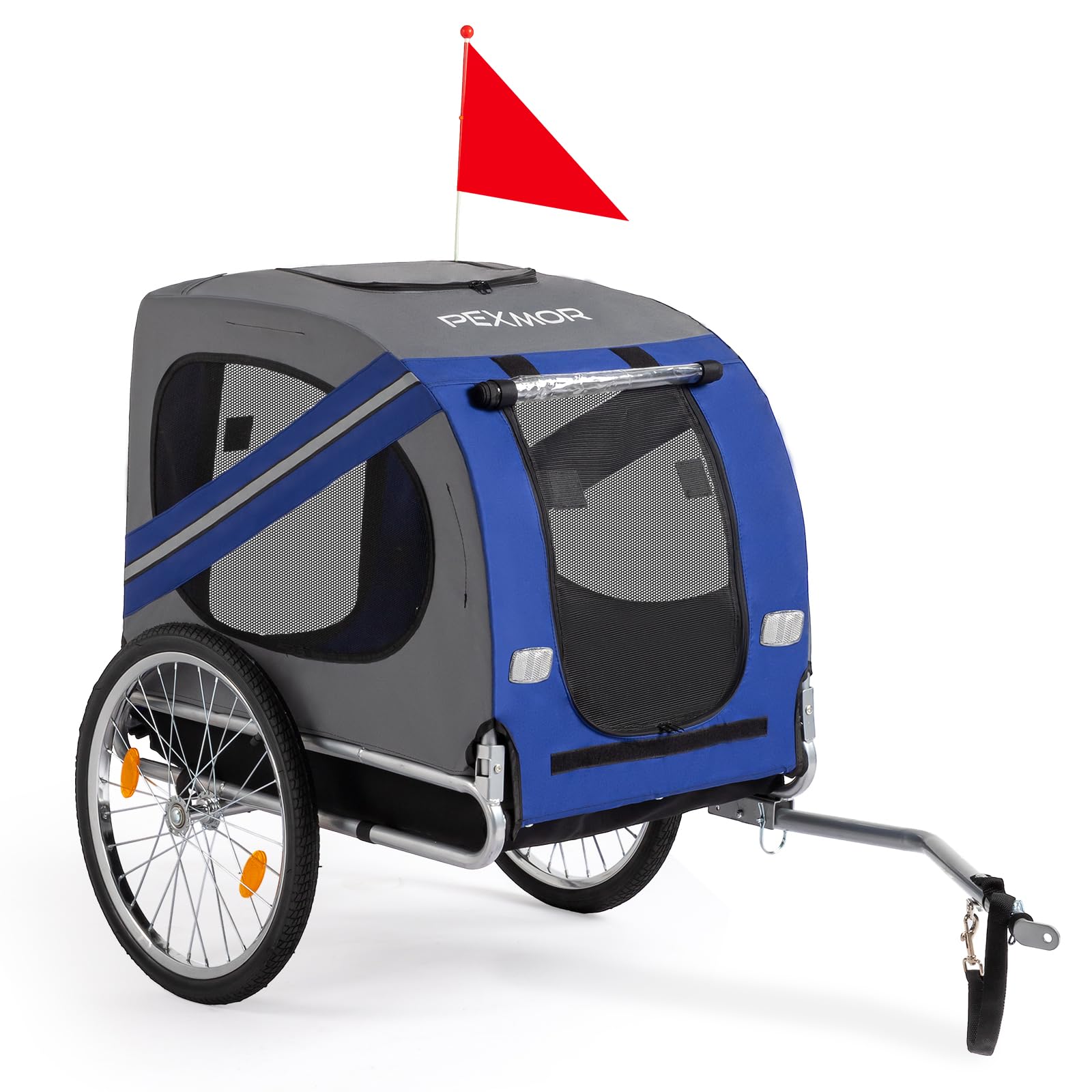 Pexmor Dog Bike Trailer, Folding Pet Dog Trailer Cart For Bicycle, Bike Cargo Wagon Carrier W/Universal Hitch & 20'' Wheel (Deep