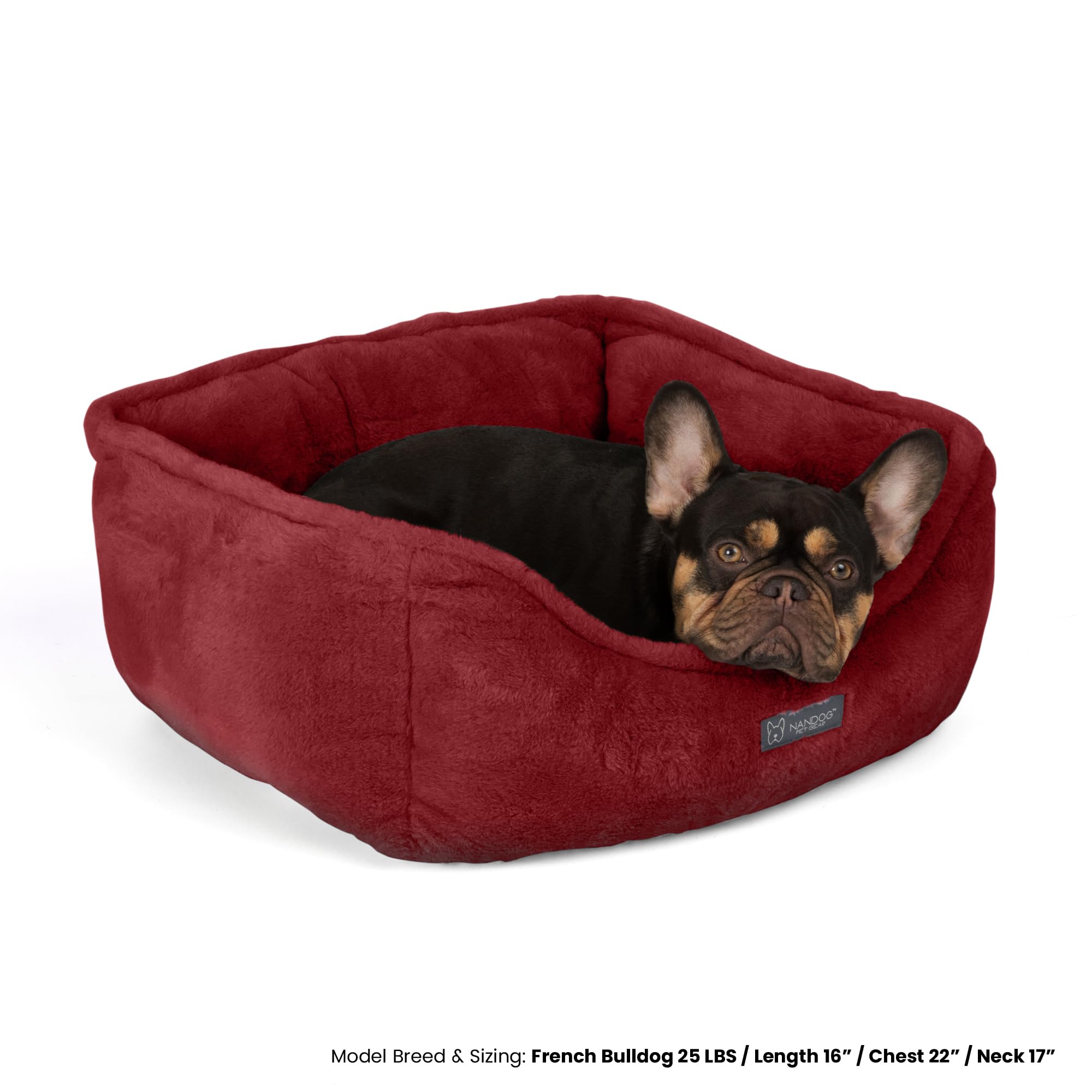 Nandog Cloud Reversible Bed In Burgundy - Ultra Soft Micro Plush Fabric - Double-Stitched Seams - Modern & Washable Bed For Cats