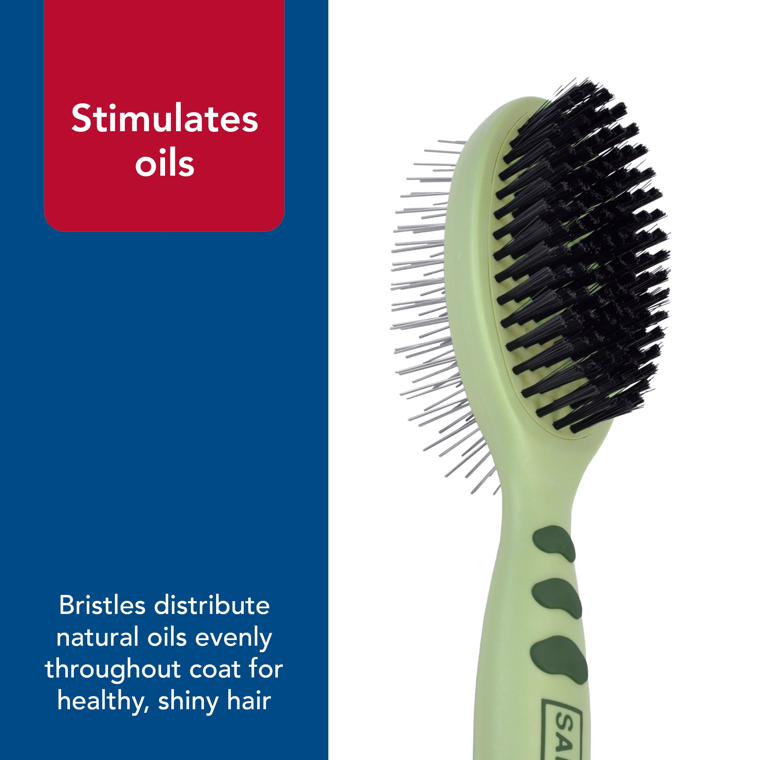 Coastal Pet Safari Pin and Bristle Combo Dog Brush with Plastic Handle - 2-in-1 Wire Pin Brush and Dog Bristle Brush - Ideal for