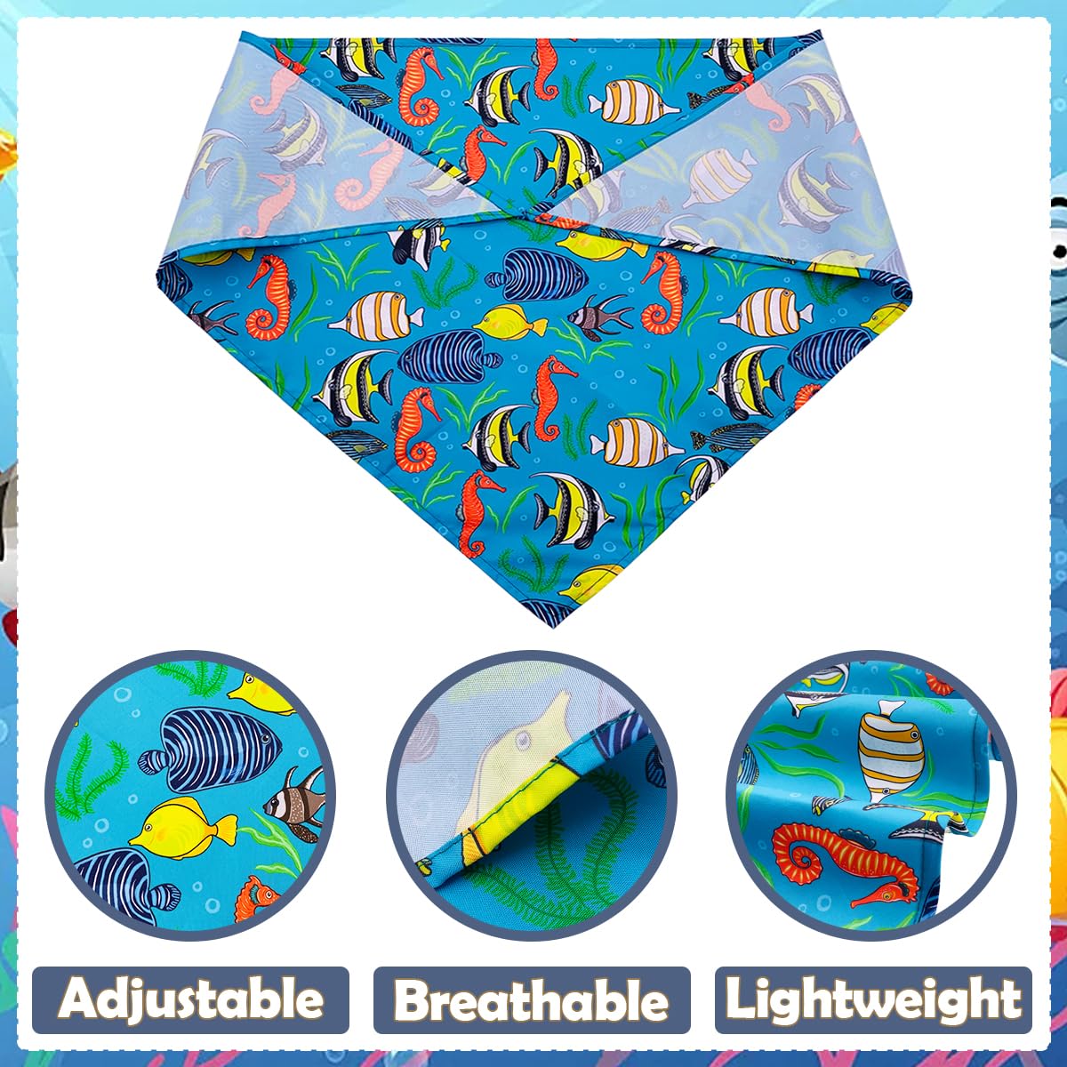 Jpgdn 100Pcs Dog Bandanas Bulk Sea Animals Summer Beach For Small Medium Dog Shark Turtle Sea Star Dolphins Kerchief Triangle Bi