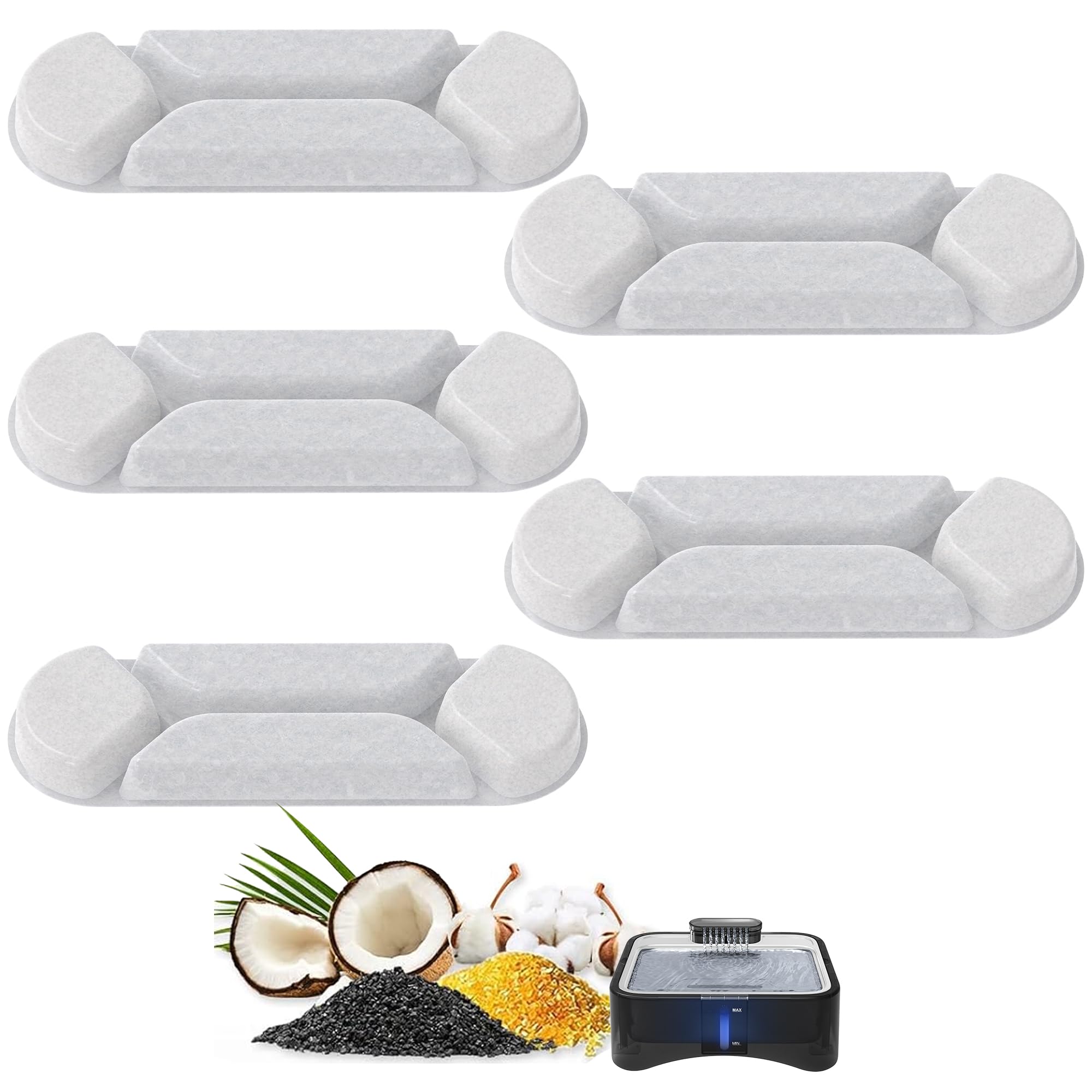 UPSKY 2.25Gal Elevated Dog Water Fountain Filter, 5 Pcs Replacement Filters, Multi-Layer Filtration System Carbon Filters Compat
