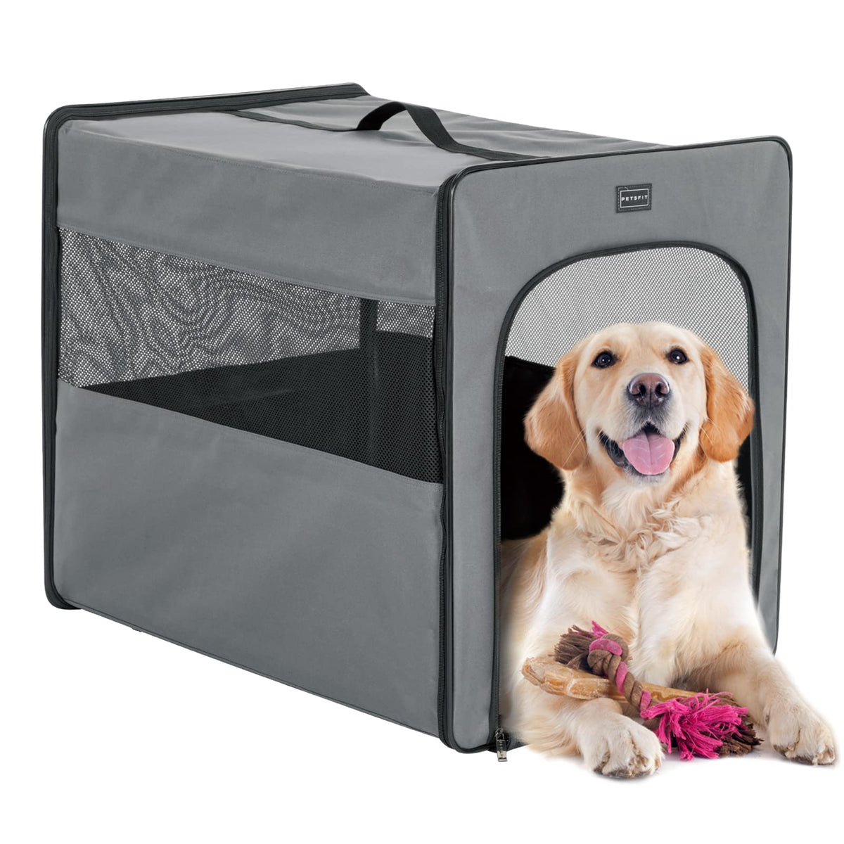 Petsfit Soft Sided Dog Crate, Upgrade Zipper And Strengthen The Seam, To Prevent From Escaping, Dog Crates 31 Inch