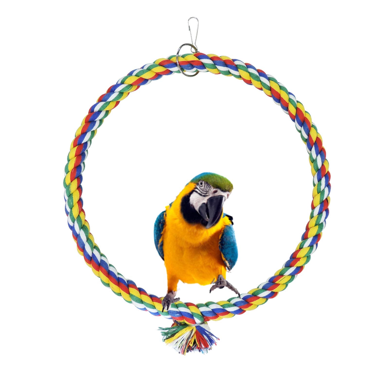 Wishlotus Bird Swing, Cage Hanging Toys Cotton Rope Swing Bite Resistance Perches Toy Parrot Toy Boredom Breaker For Budgie, Cockatiels, Conures, Finches, Small Parakeets (18Cm)