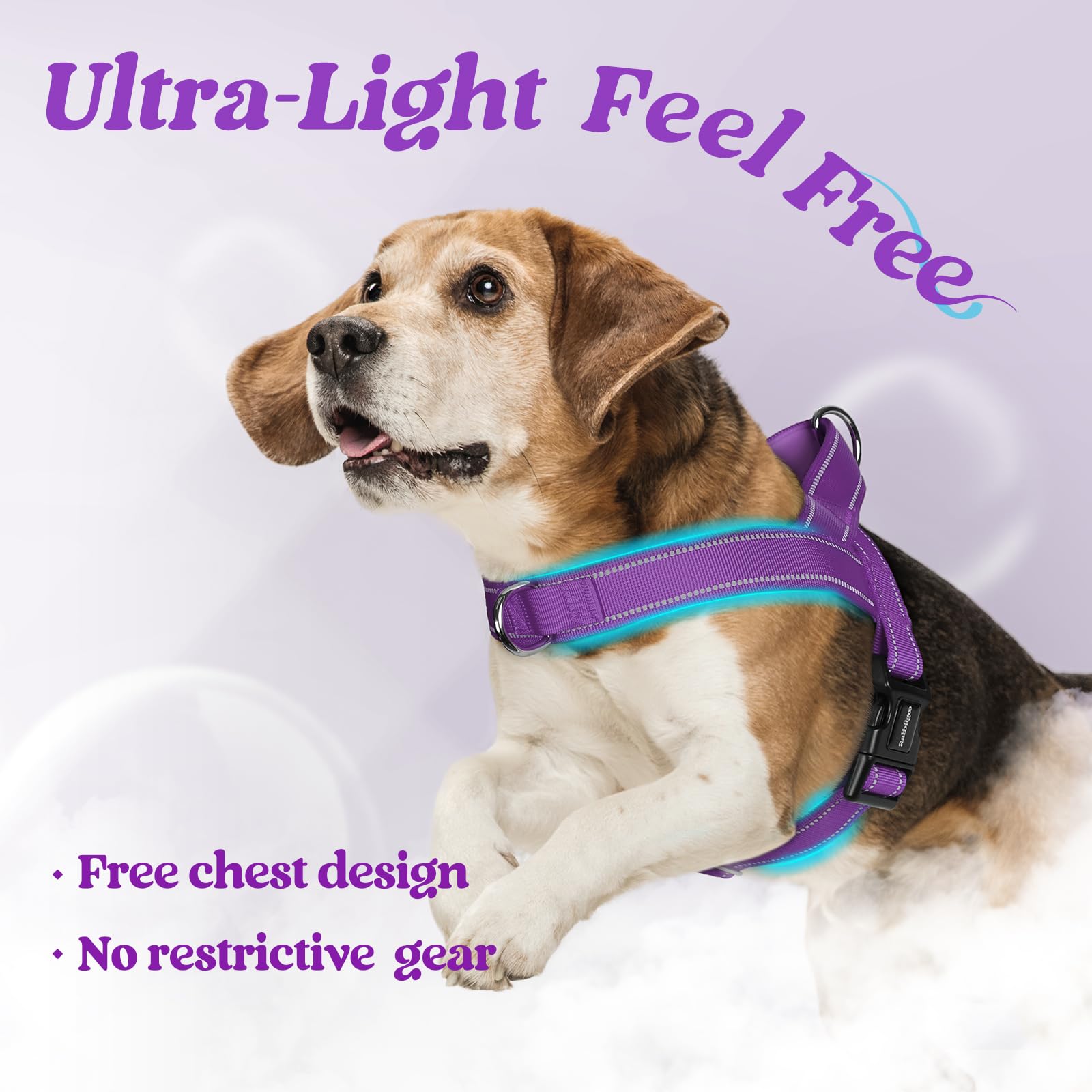 Rabbitgoo Dog Harness No Pull, Quick Fit For Large Dogs With Soft Padded Handle, Chest Adjustable Reflective Pet Vest, No Choke