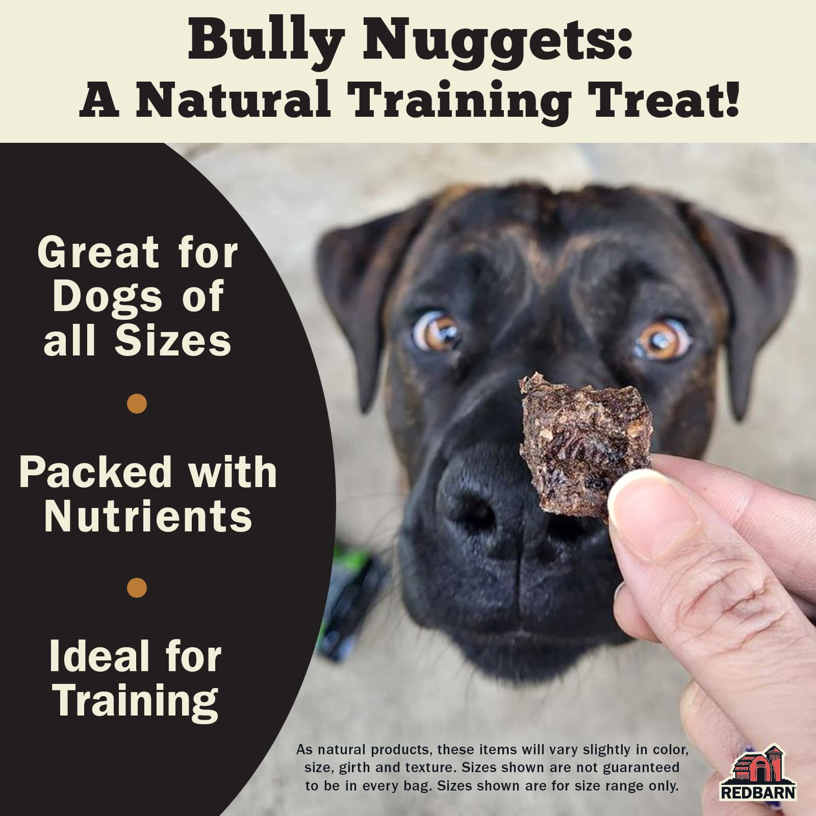Redbarn All-Natural Bully Nuggets Healthy Dog Training Treat Bites - Grain-Free Beef Lung Made in USA for Small Medium Large Bre