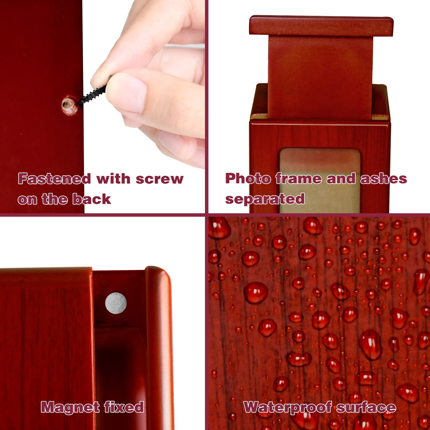 PCS Pet Urns for Cats - Red Wooden Cat Cremation Box, Small Size for Ashes