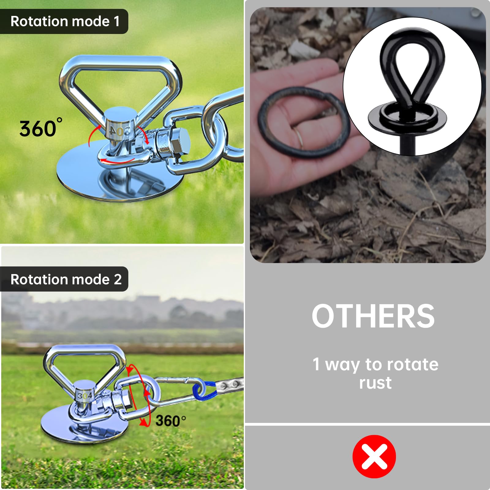 Catapamey Dog Tie Out Stake,360 Swivel Dog Run Stake - 304 Stainless Steel Stake,Dog Runner For Yard,Use Any Dog Tie Out Cable O