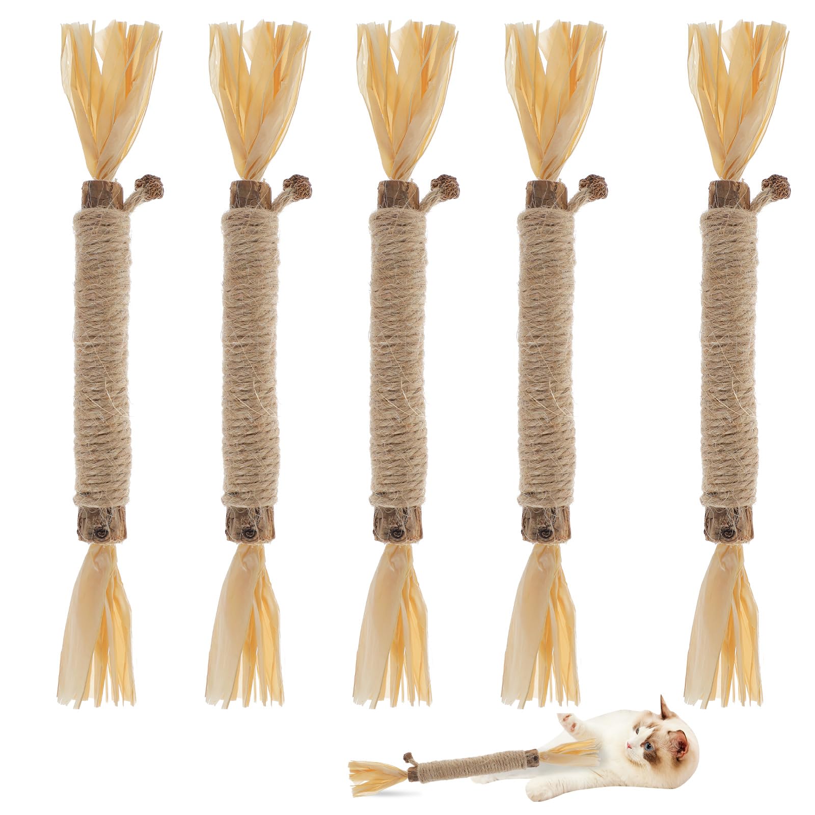 Relonggi 5 Pcs Silvervine Sticks For Cats - Natural Cat Chew Toys For Teeth Cleaning, Kitten Teething & Aggressive Chewers