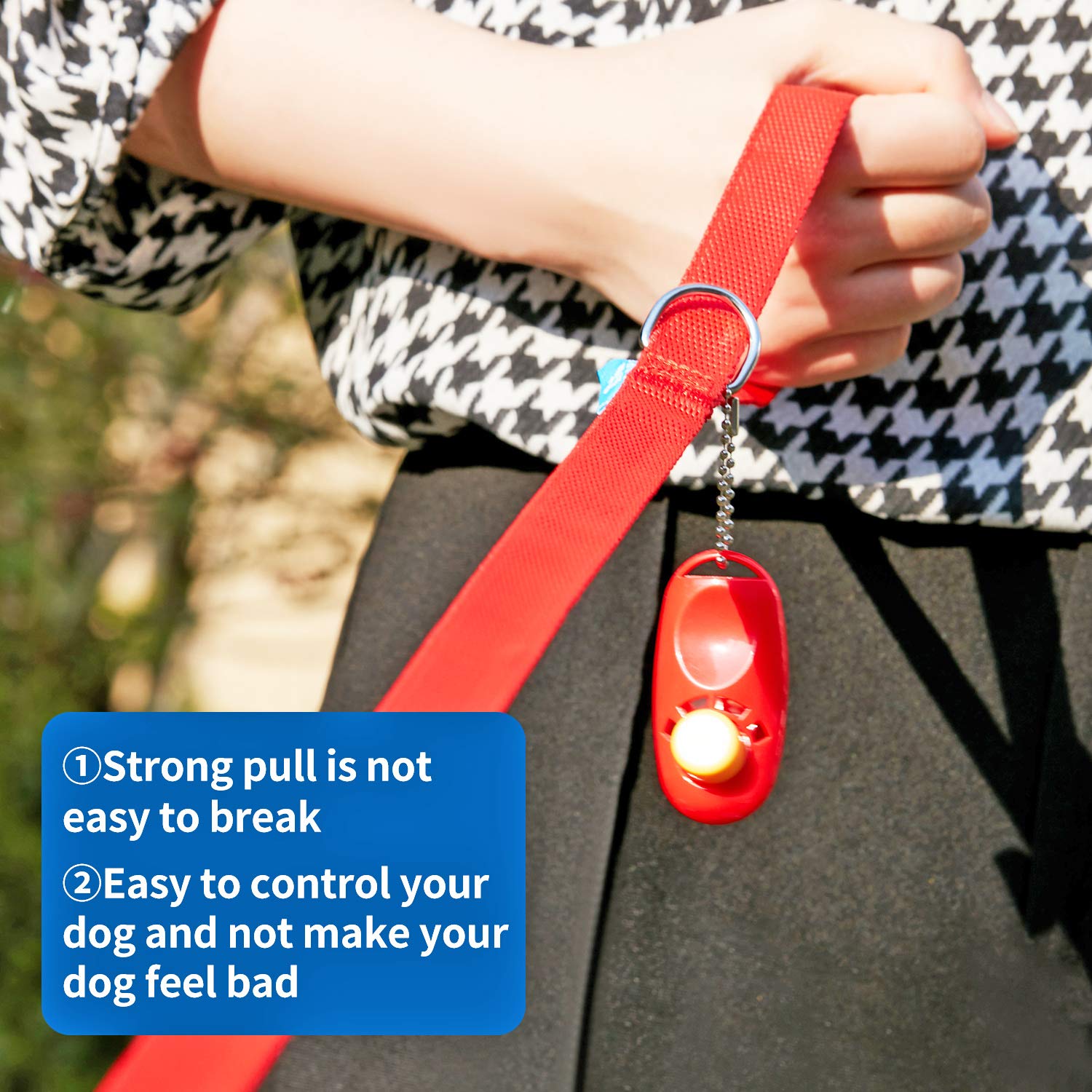 Baapet 15 Ft 20 Ft 30 Ft 50 Ft 100 Ft Long Dog Training Leash For Dog Training, Play, Camping, Or Backyard Lead With Training Clickers For Small, Medium And Large Dogs Or Cats (15 Feet, Red)