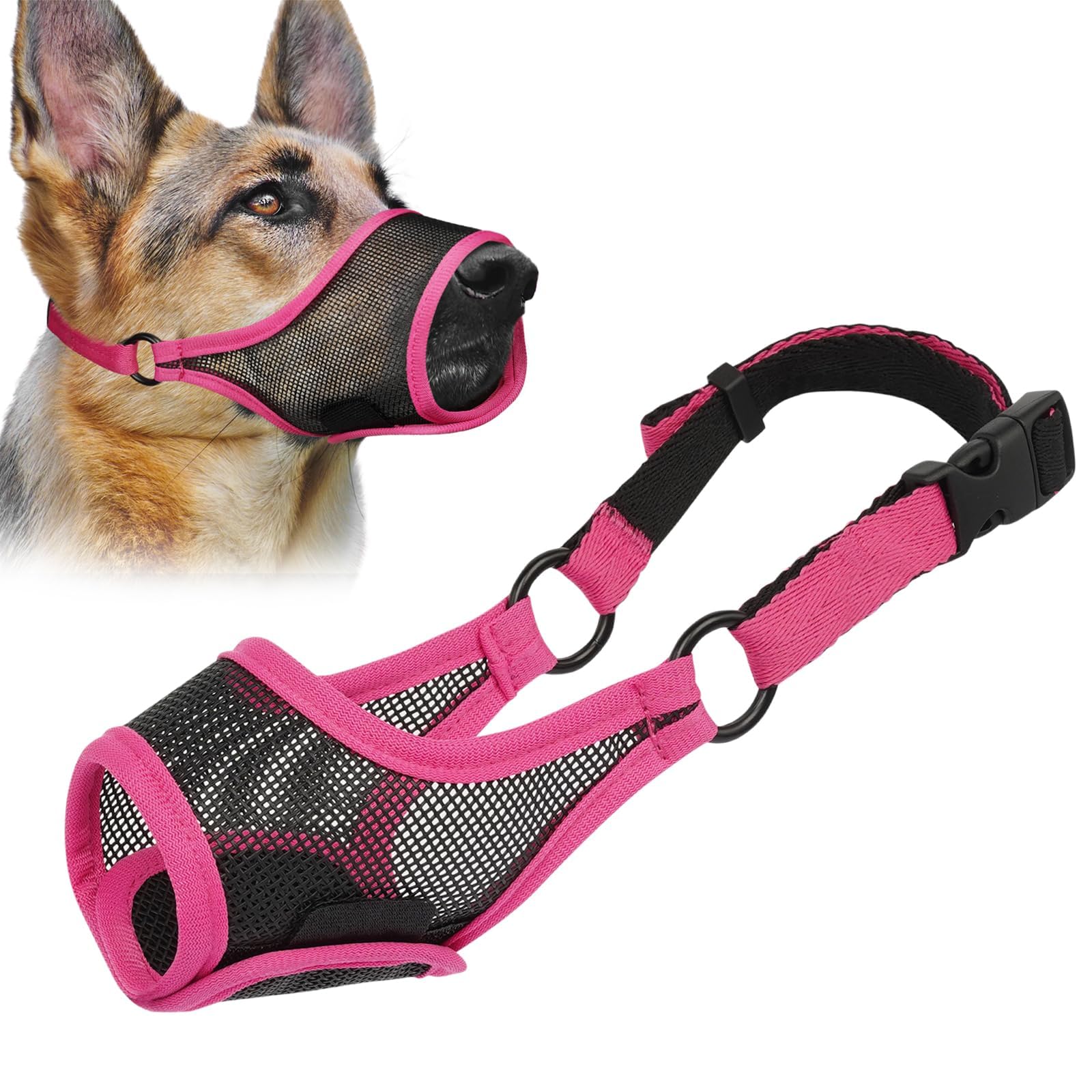 Luckypaw Dog Muzzle, Mesh Dog Muzzle For Large Medium Small Dogs, Soft Mouth Guard For Biting Chewing, Breathable Mouth Cover Wi