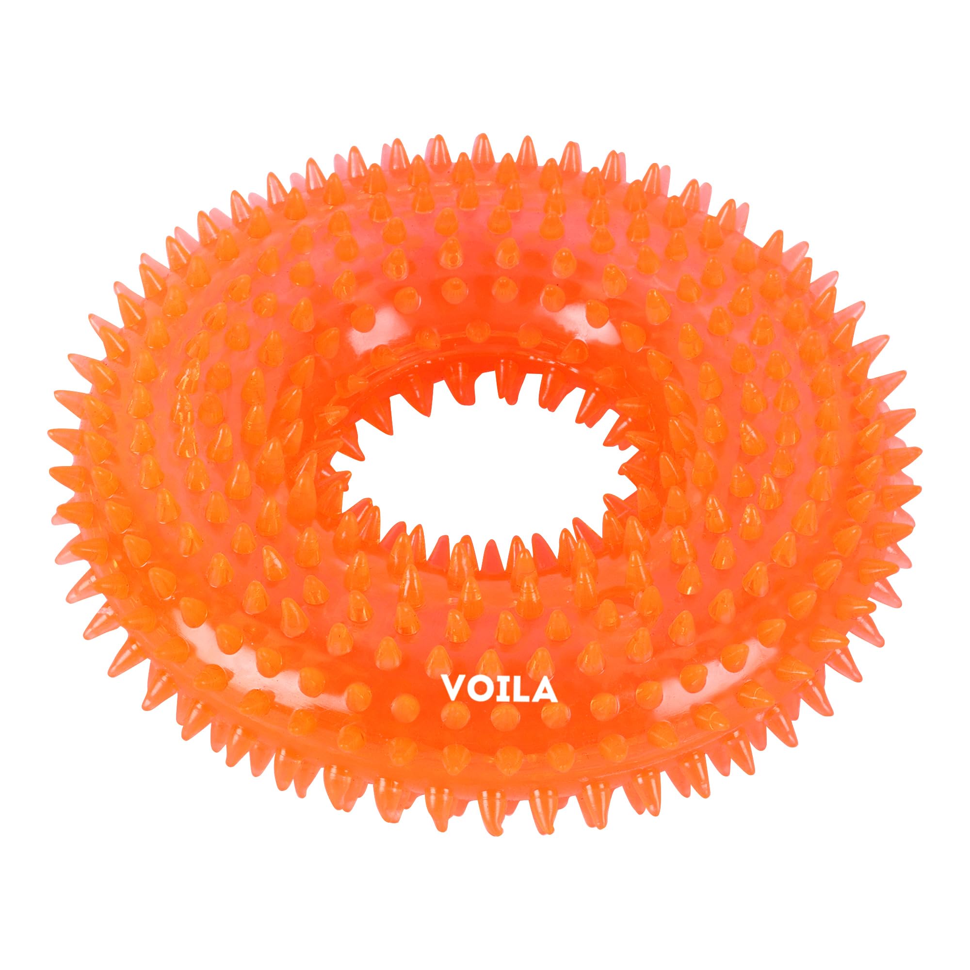 Voila Dog Spiky Ring Toy, Durable Chew Toy For Dogs, Soft & Safe Rubber Design, Fun Fetch Toy For Small, Medium & Large Breeds, 
