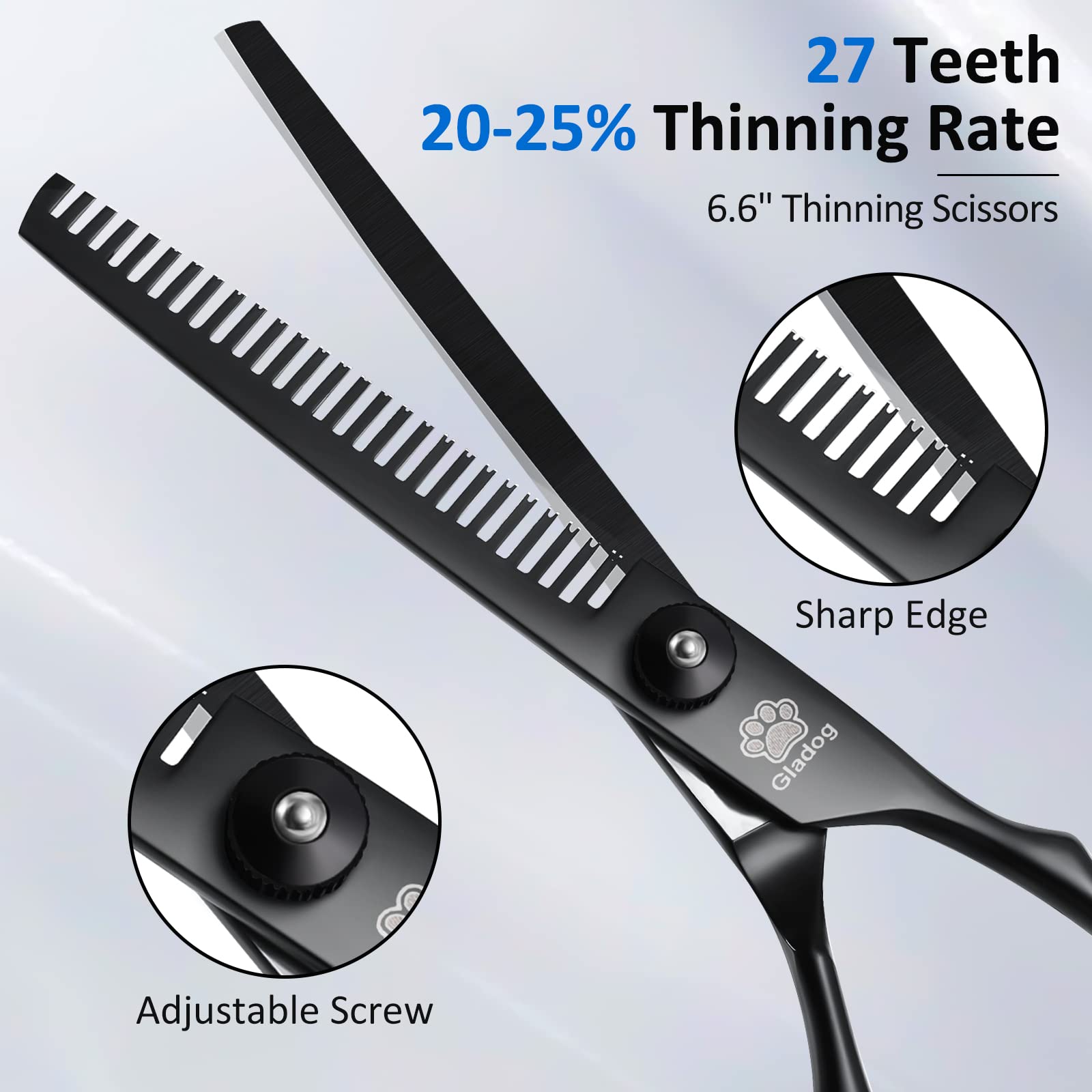 Dog Grooming Scissors Kit With Safety Round Tips, Gladog Professional 5 In 1 Grooming Scissors For Dogs