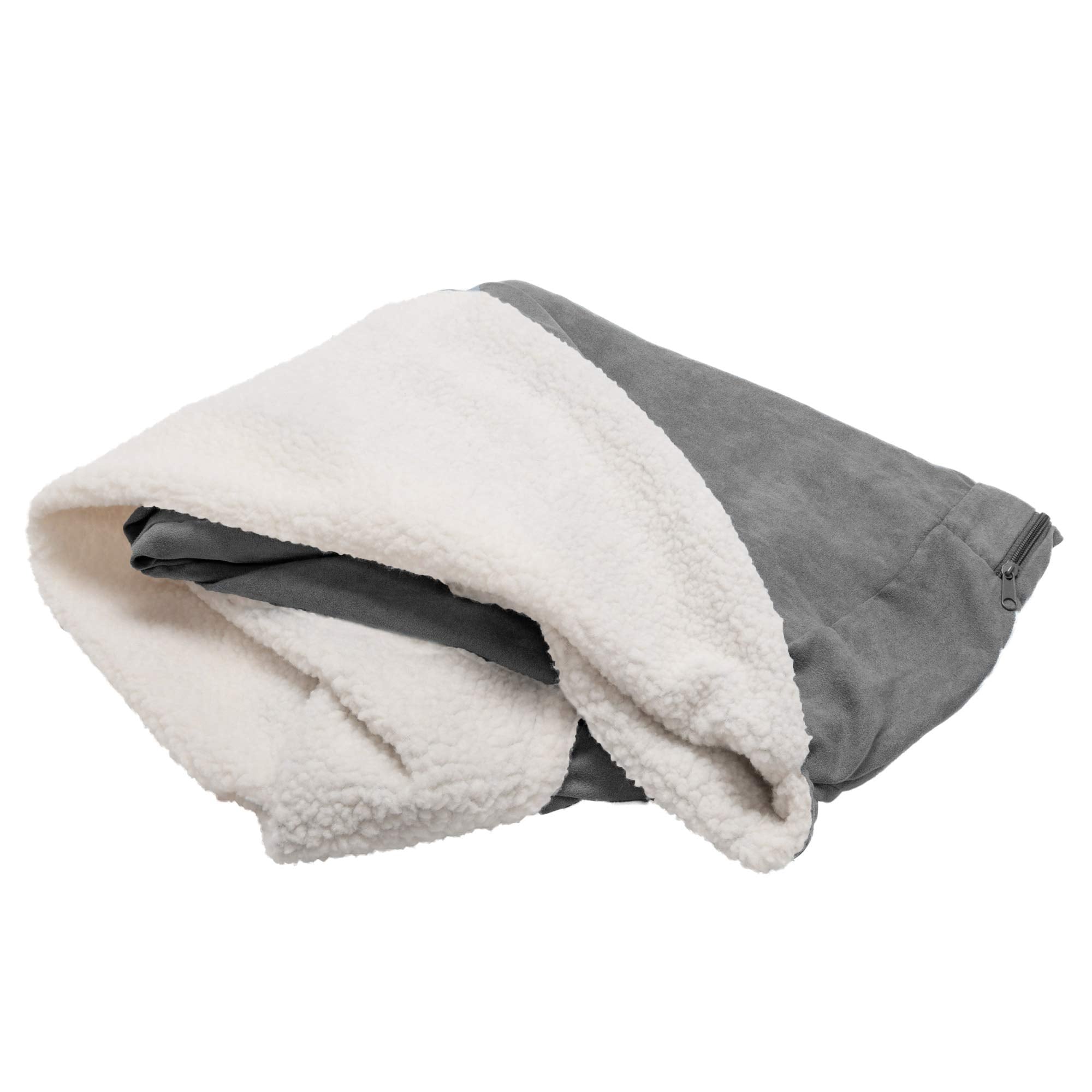 Furhaven Replacement Dog Bed Cover Sherpa & Suede Snuggery, Machine Washable - Gray, 44-Inch