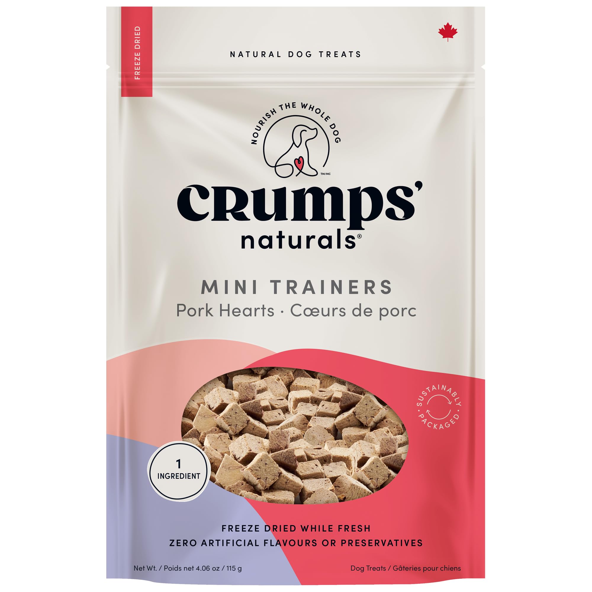 Crumps Naturals Mini Trainers Freeze Dried Pork Hearts 4.06oz