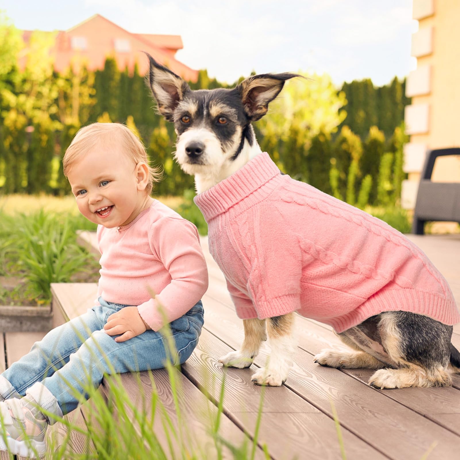 Beautyzoo Small Dog Sweater Female Male, Fleece Dog Winter Sweater For Small Girl Boy Dogs, Pink Warm Cute Puppy Pullover Sweate