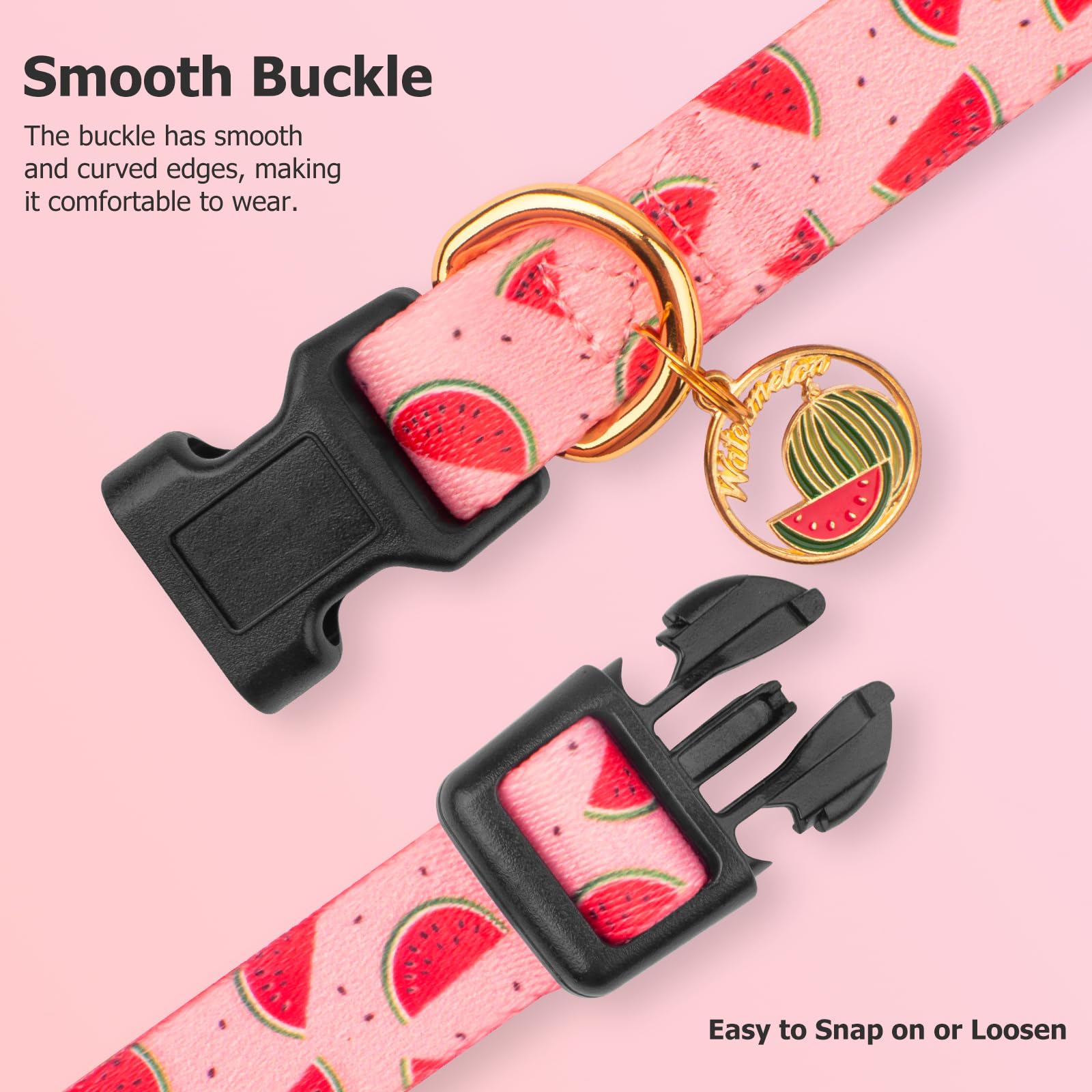 Handmade Dog Collar for Small Medium Large Dogs,Pink Watermelon with Pendant Fall and Winter Fashions Dog Collar,Ideal for Girl