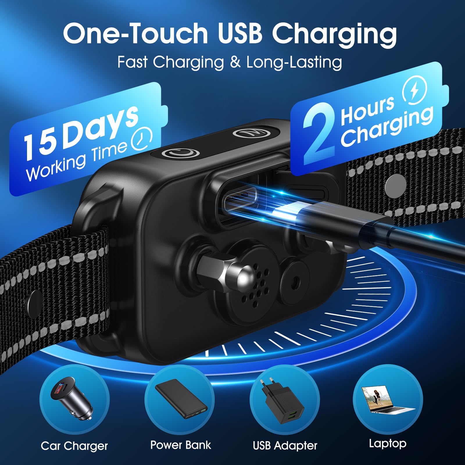 Dinjoo Bark Collar, Dog Bark Collar For Large Medium Small Dogs,Smart Bark Collar,Rechargeable Anti Barking Training Collar With 8 Adjustable Sensitivity,Bark Shock Collar With Beep (Dark Black)