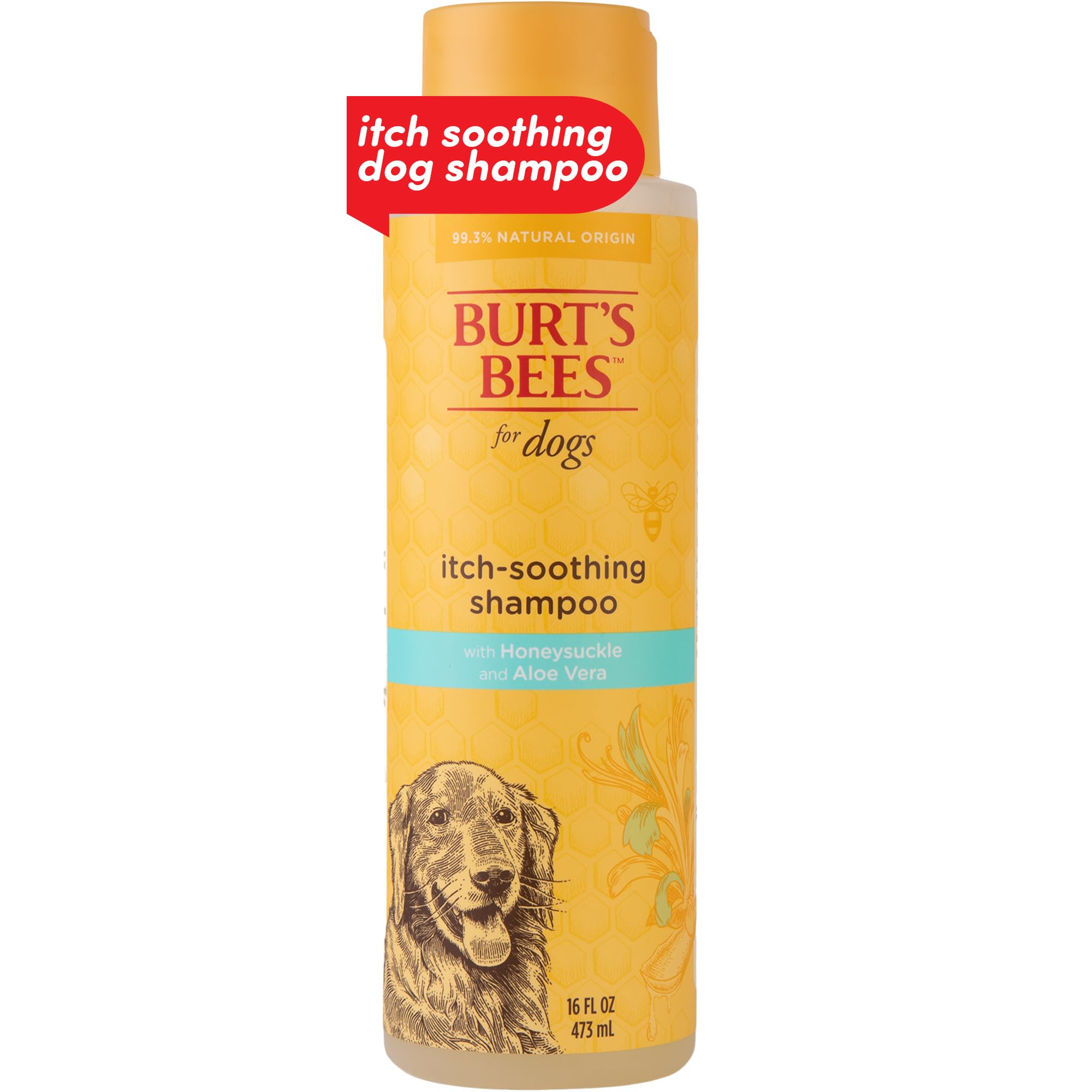 Burt'S Bees For Pets Itch Soothing Shampoo With Honeysuckle, 95% Natural Origin Formulas, Dog Shampoo For Itchy Dogs, Dog Shampoo Itchy Skin Relief, 16 Oz