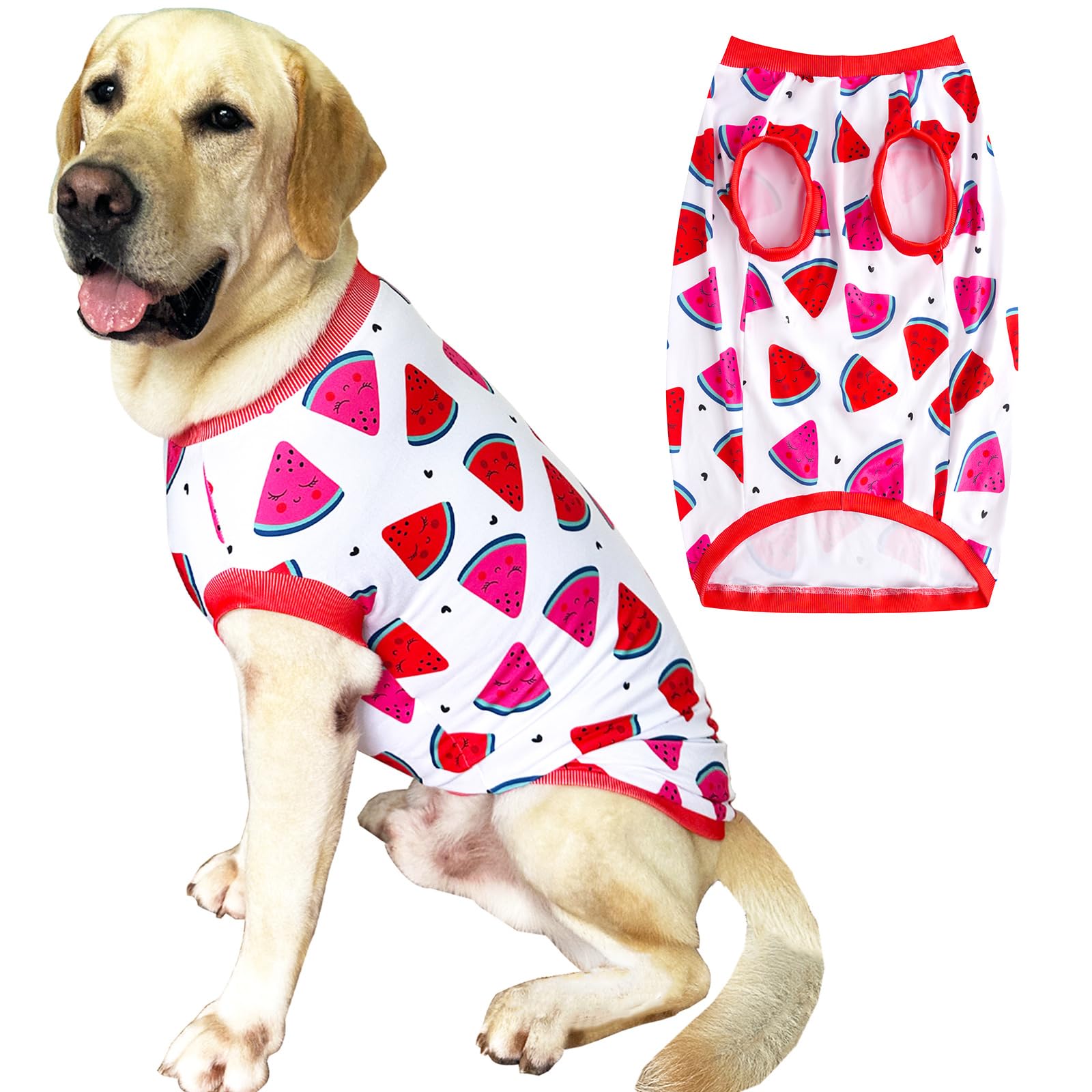 Dog Sleeveless T Shirt Fun Fruit Prints Dog Vest Shirt Soft Stretchy Summer Clothes for Extra Large Dog Boys Girls Shirt (3X-Lar