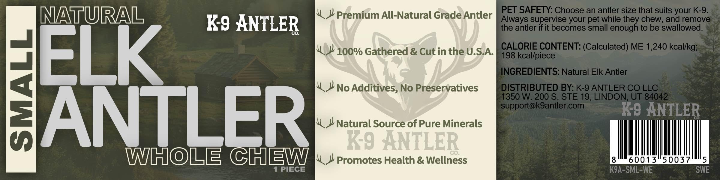 K-9 Antler Co. Elk Antlers for Dogs - Small Whole (4-6 Inch), Durable Chew for Aggressive Chewers, USA Sourced, Naturally Shed &