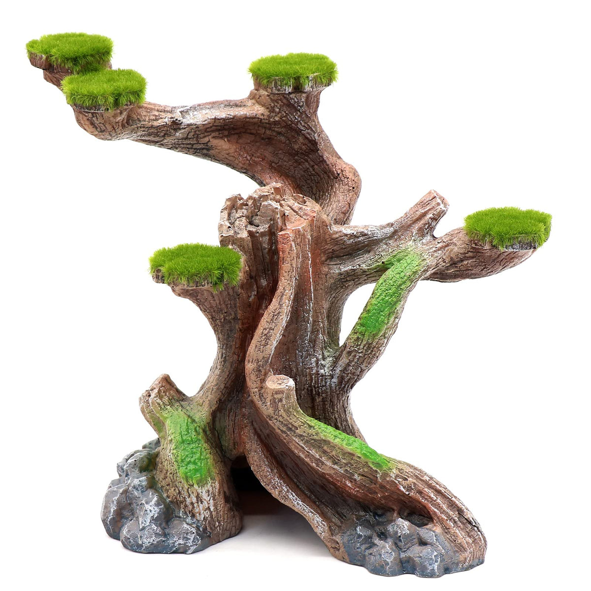 Relaqcc Reptile Decor Aquarium Decorations Artificial Moss Resin Fish Tank Rocks Simulation Hollow Tree Leopard Gecko Trunk Acce