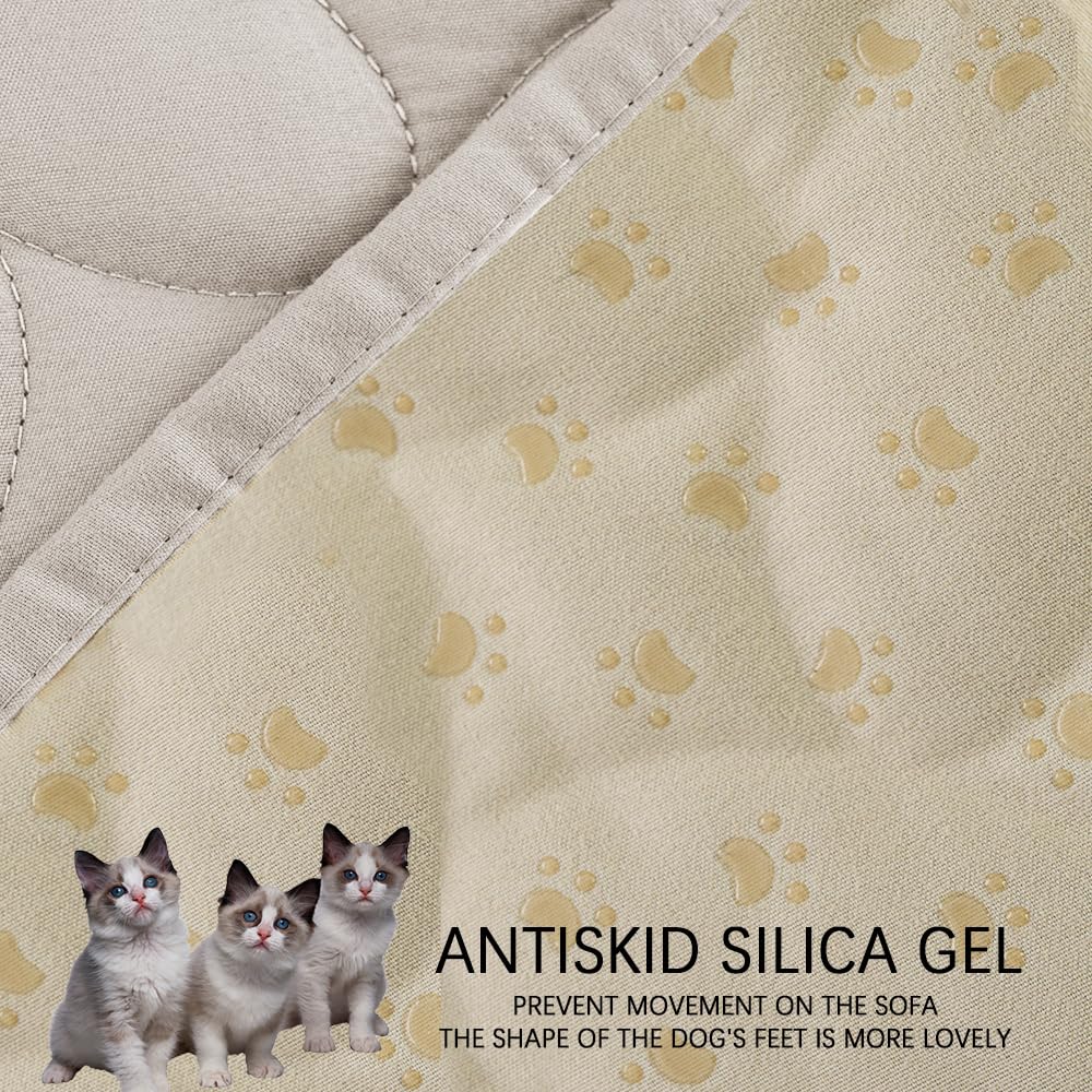 Ameritex Waterproof Pet Bed Cover Anti-Slip Dog Bed Blanket for Sofa and Furniture Waterproof New Pattern Design (Khaki, 82x102