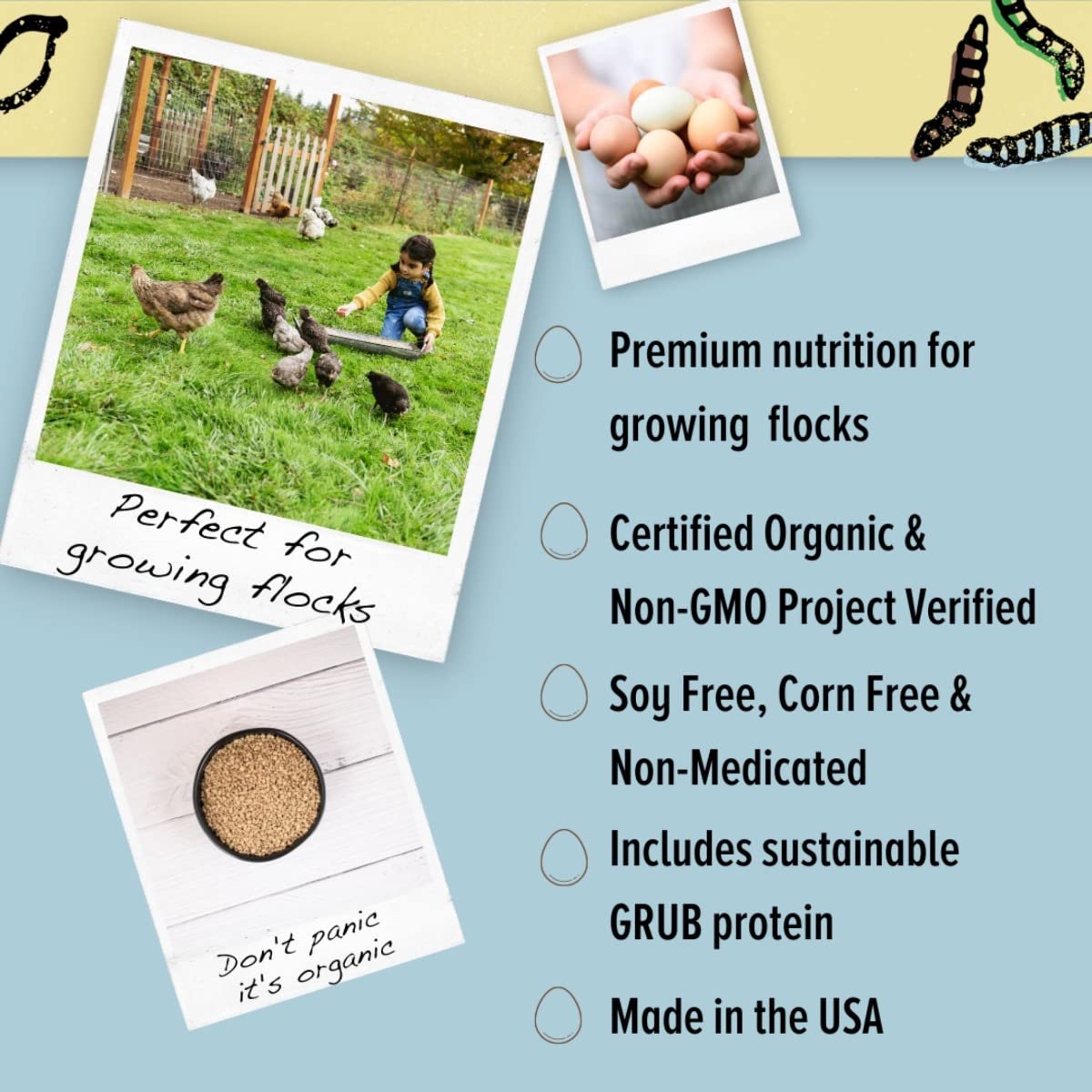 Scratch and Peck Feeds Whole Grain Grower Crumbles Chicken and Duck Feed - 25 lbs Bag - Corn-Free and Soy-Free - 17% Protein, Ce