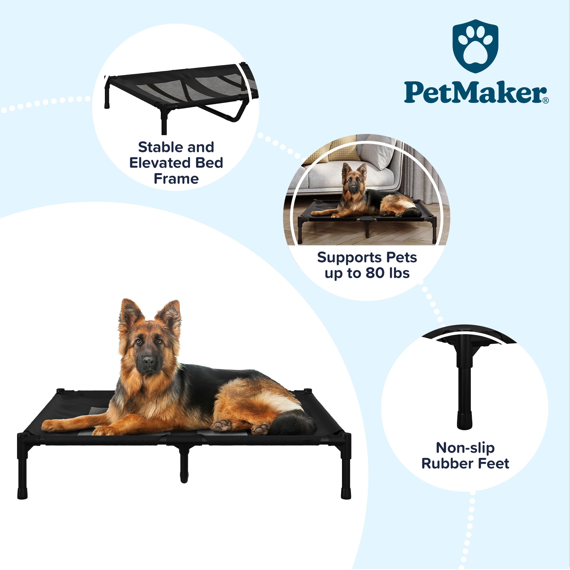 Petmaker Elevated Dog Bed - 36X30-Inch Portable Pet Bed With Non-Slip Feet - Indoor/Outdoor Dog Cot Or Puppy Mattress For Pets U