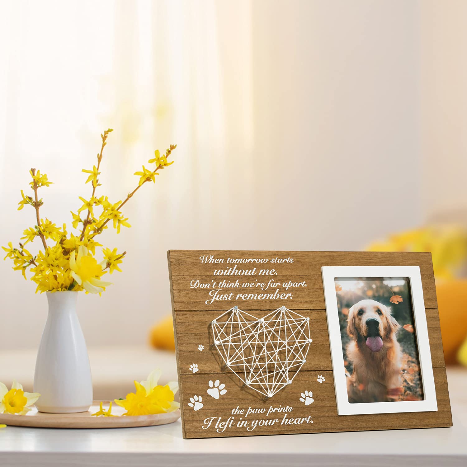 Pet Memorial Gifts, Pet Loss Memorial Frame Leave Paw Prints On Our Hearts, Paw Prints Sympathy Frame Gift For Loss Of Dog And C