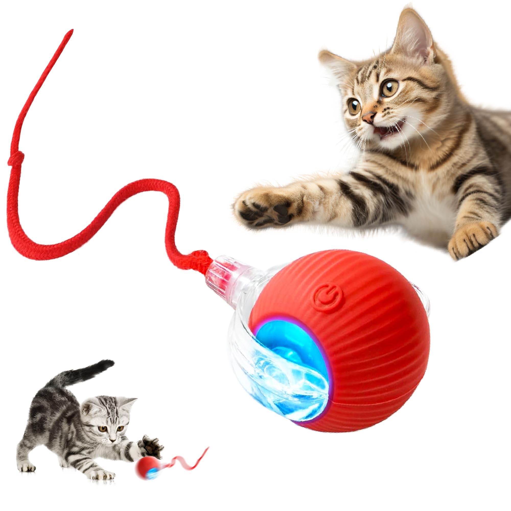 Koovdem Automatic Cat Toys For Indoor Cats Interactive Dog & Cat Toy For Bored Indoor Adult Cats Kitten Toys Speedy Tail 2.0 Cat