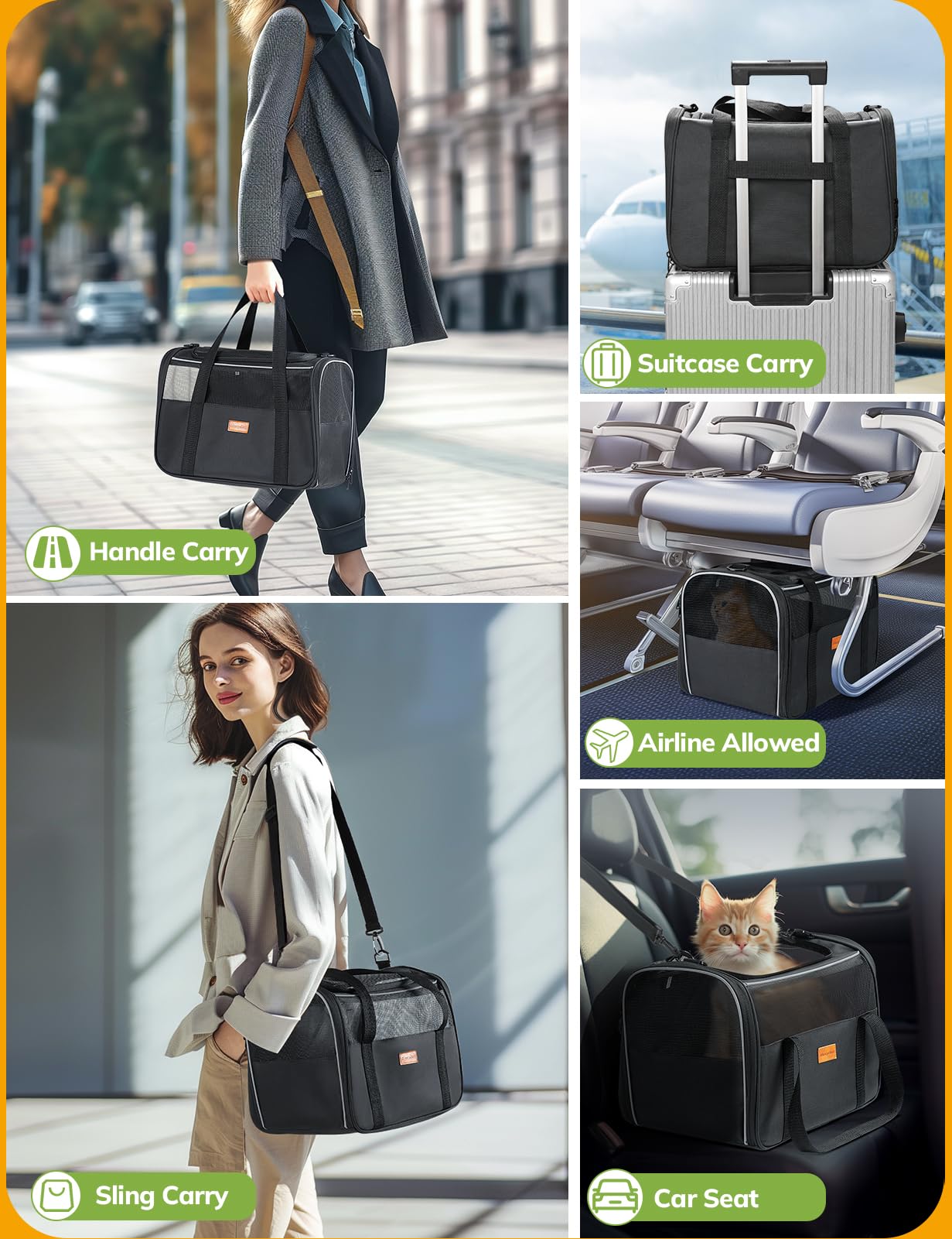 Morpilot Cat Carrier Soft - Portable Pet Carrier For Small Or Medium Cats, Dogs And Puppy Up To 14Lbs, Airline Approved Dog Carr