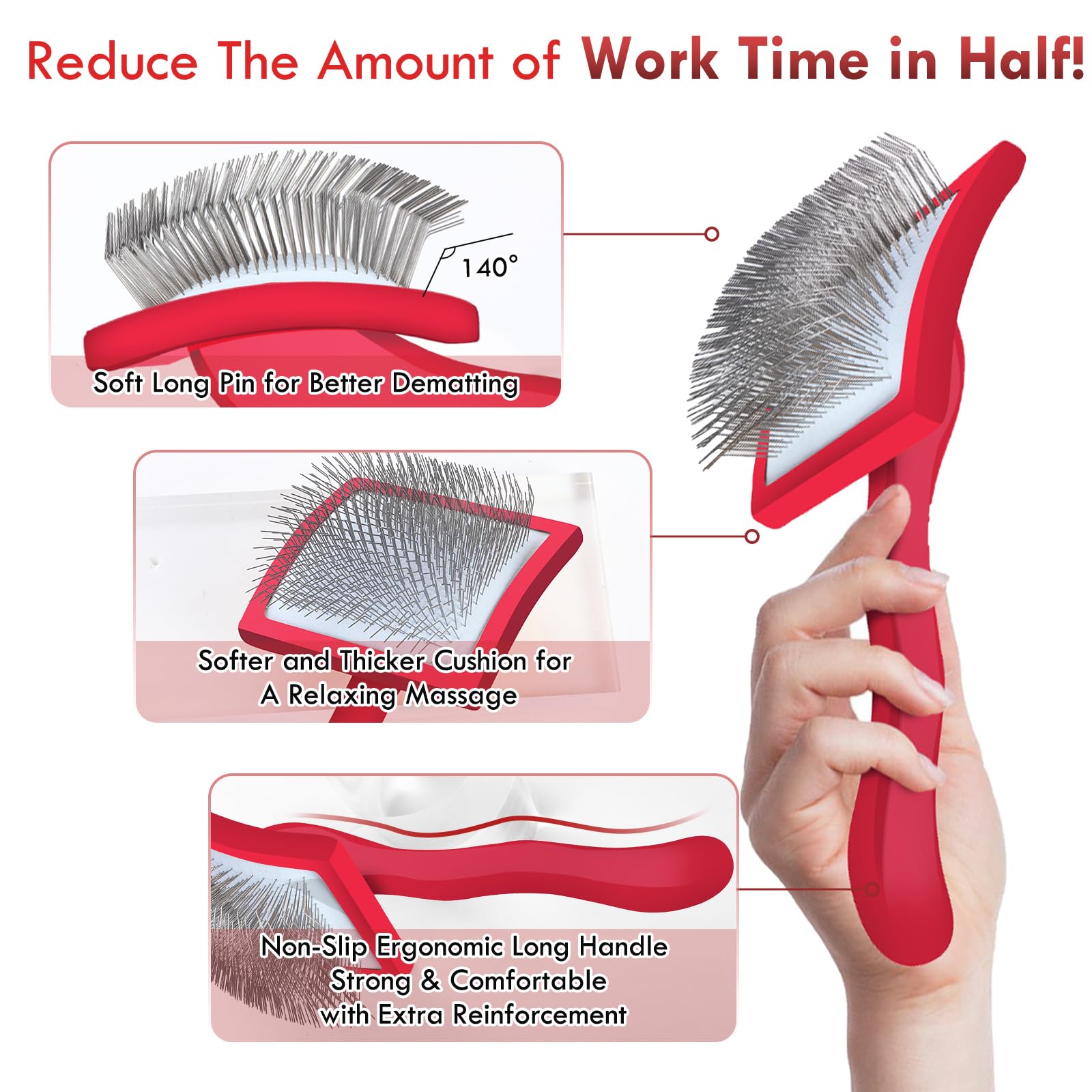 COZYGIFT Dog Slicker Brush for Medium or Long Haired Dogs, Removes Loose Hair, Tangles and Knots, Best Grooming Brush for Small
