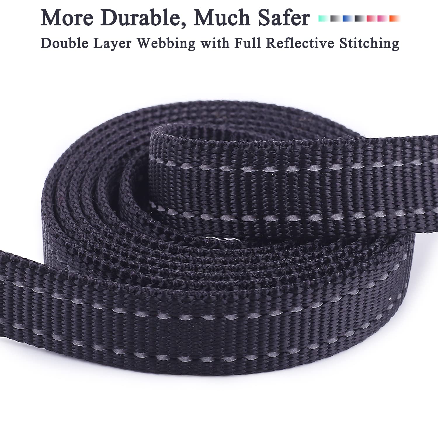 Vivaglory Reflective Dog Leash With Padded Handle, Heavy Duty 5Ft Long Nylon Training Leash Walking Lead For Small To Medium Dogs, Black