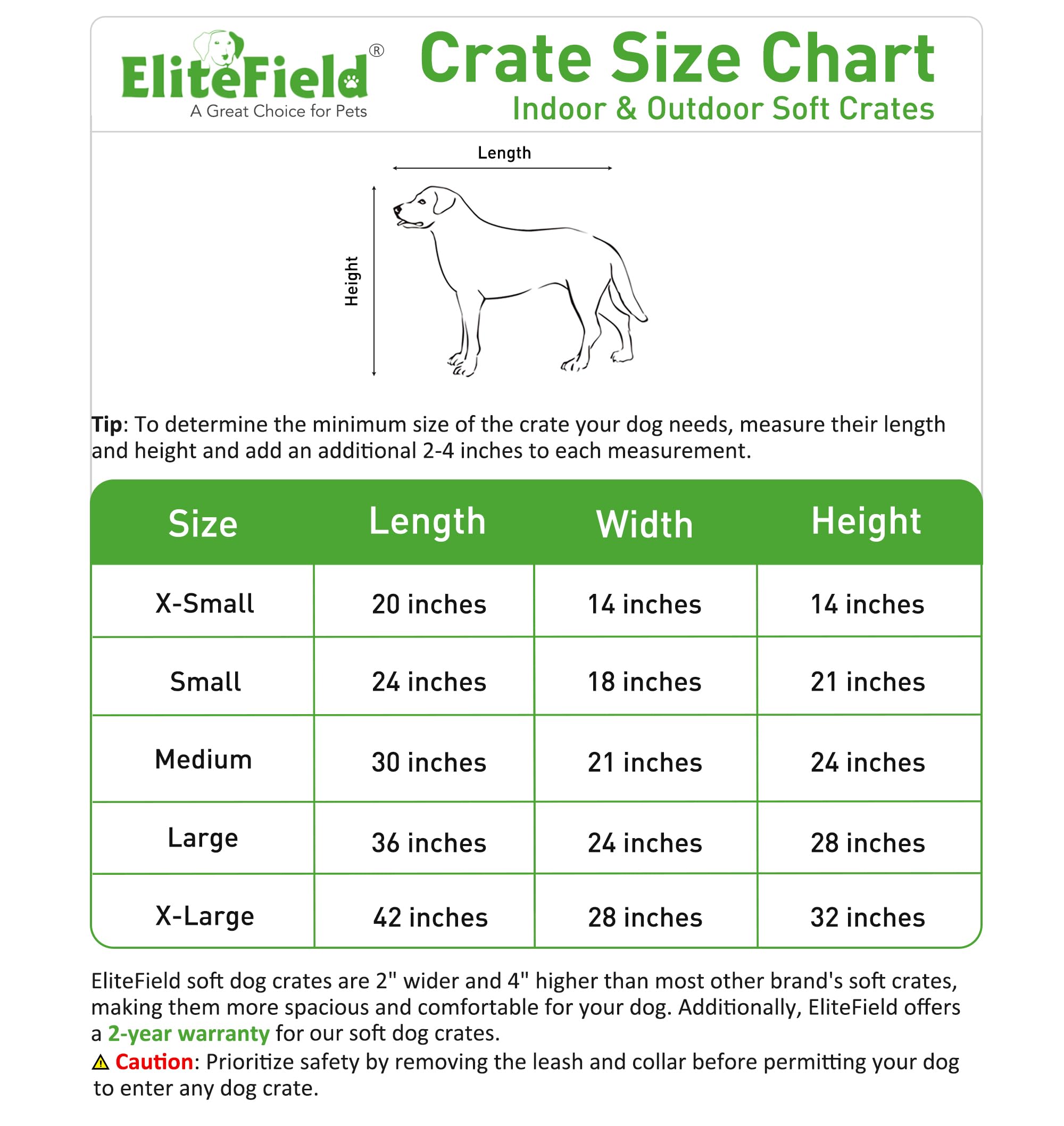 Elitefield 3-Door Folding Soft Dog Crate With Carrying Bag And Fleece Bed (2 Year Warranty), Indoor & Outdoor Pet Home (30' L X 21' W X 24' H, Green)