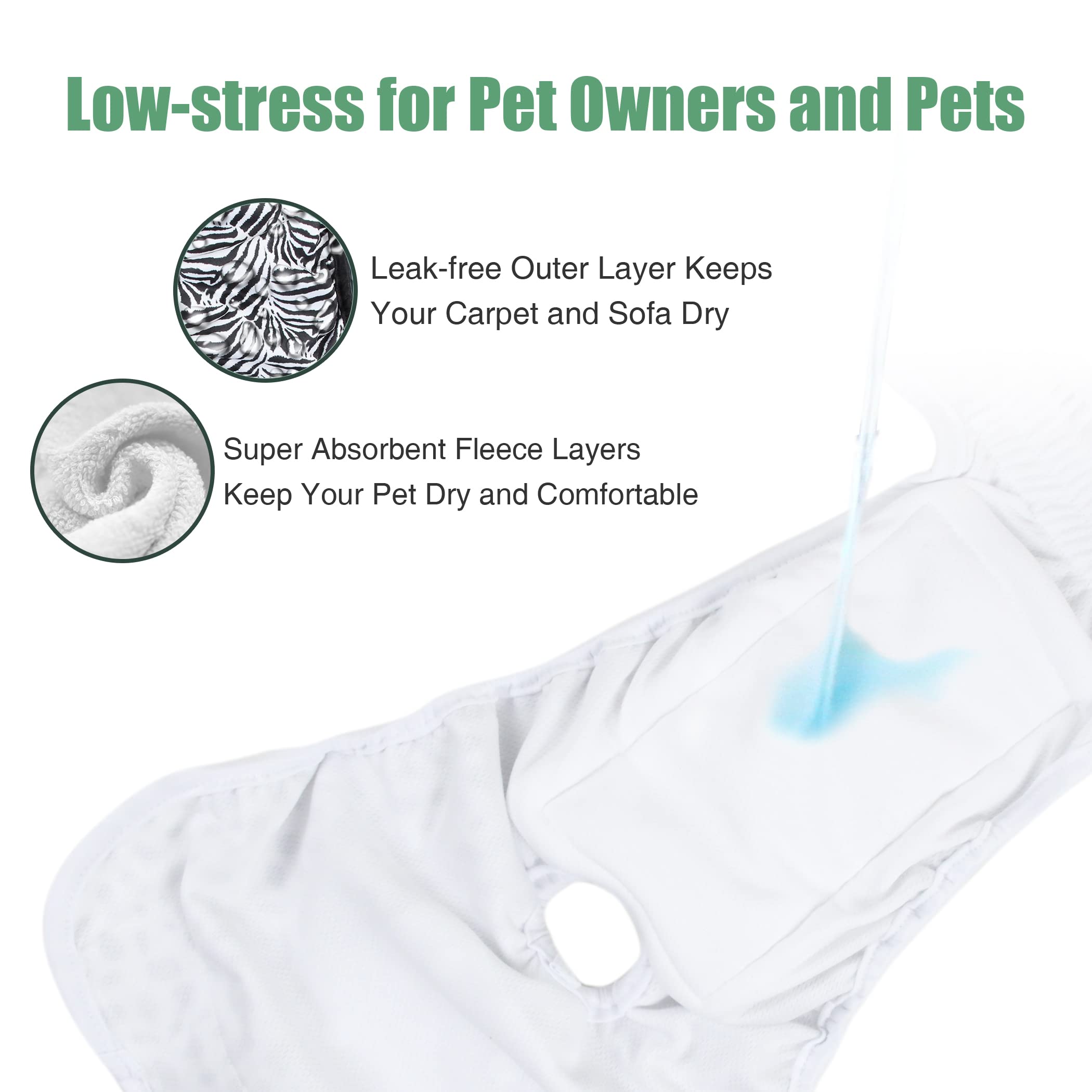 wegreeco Washable Female Dog Diapers (3 Pack), Highly Absorbent Dog Diapers for Female Dogs, Female Dog Diapers for Dogs in Heat