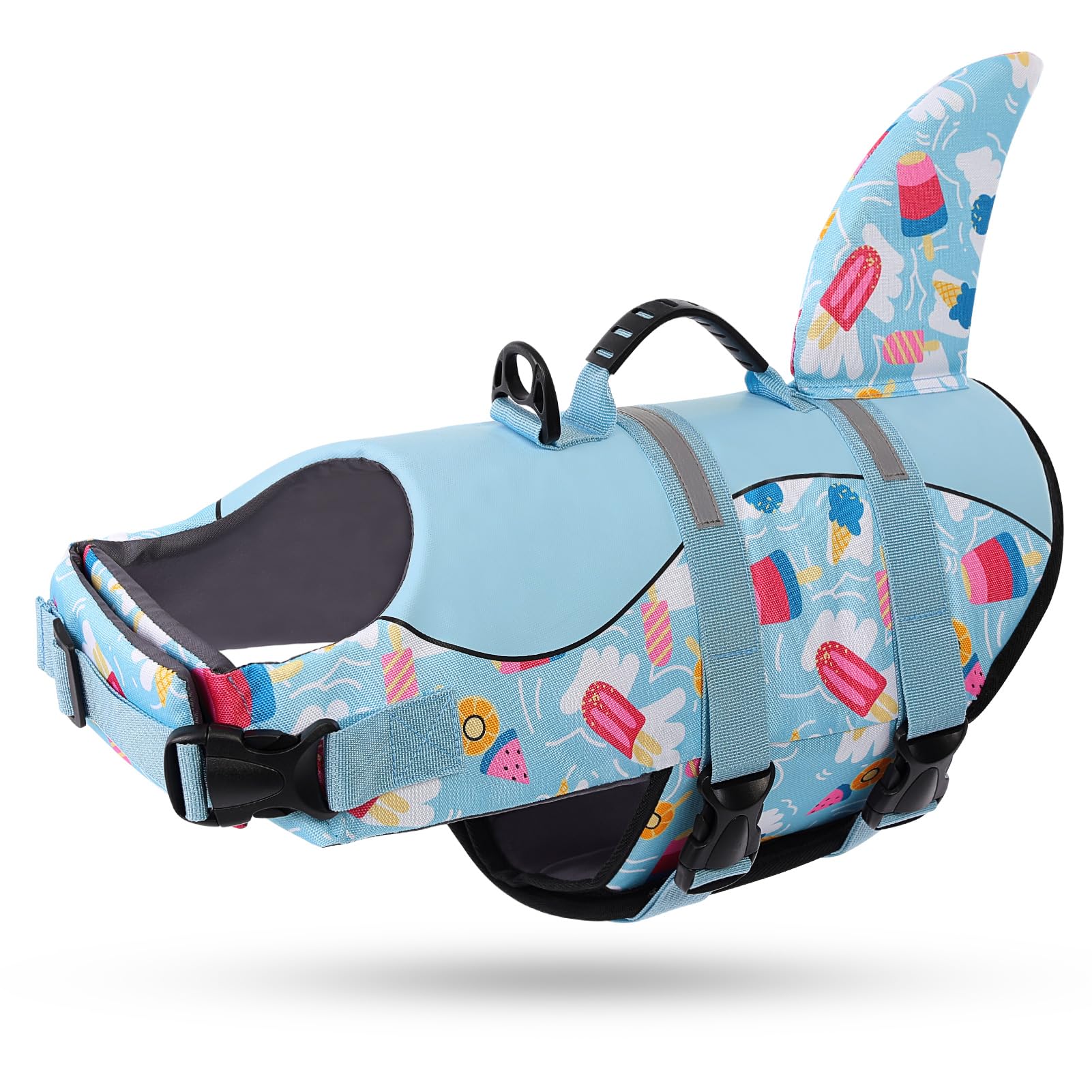 Queenmore Shark Dog Life Vest For Swimming, Dog Life Vests For Boating, High Buoyant Dog Life Jacket, Ripstop High Flotation Swi