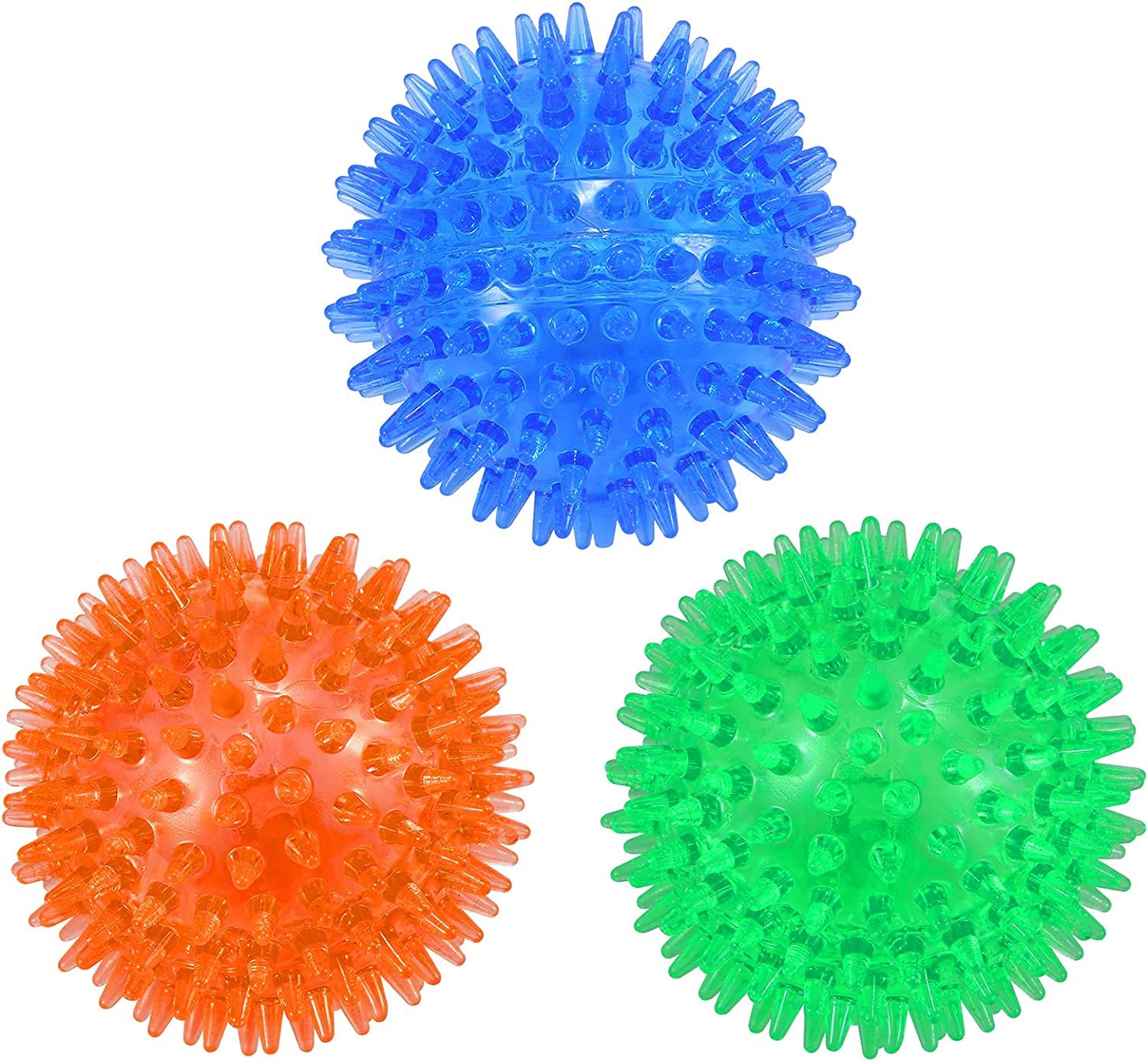 Pet Needs 3Pack Tpr Rubber Spiky Squeaky Fetch Chewing Ball For Puppy Dog