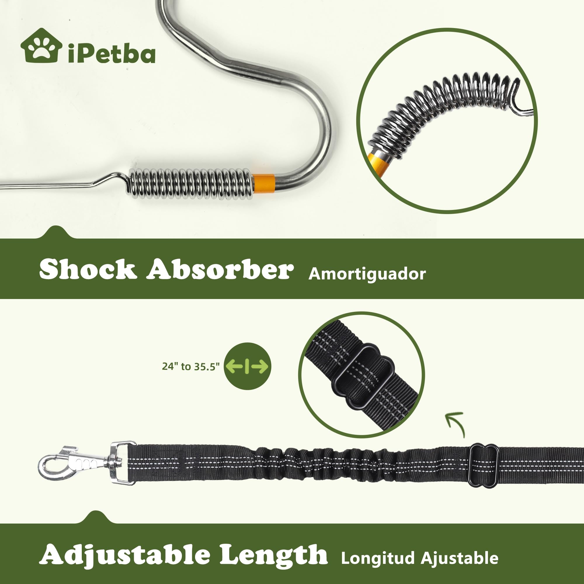 Ipetba Heavy Duty Dog Bike Leash Attachment Hands Free Dog Bicycle Leash For Riding Exercising Cycling