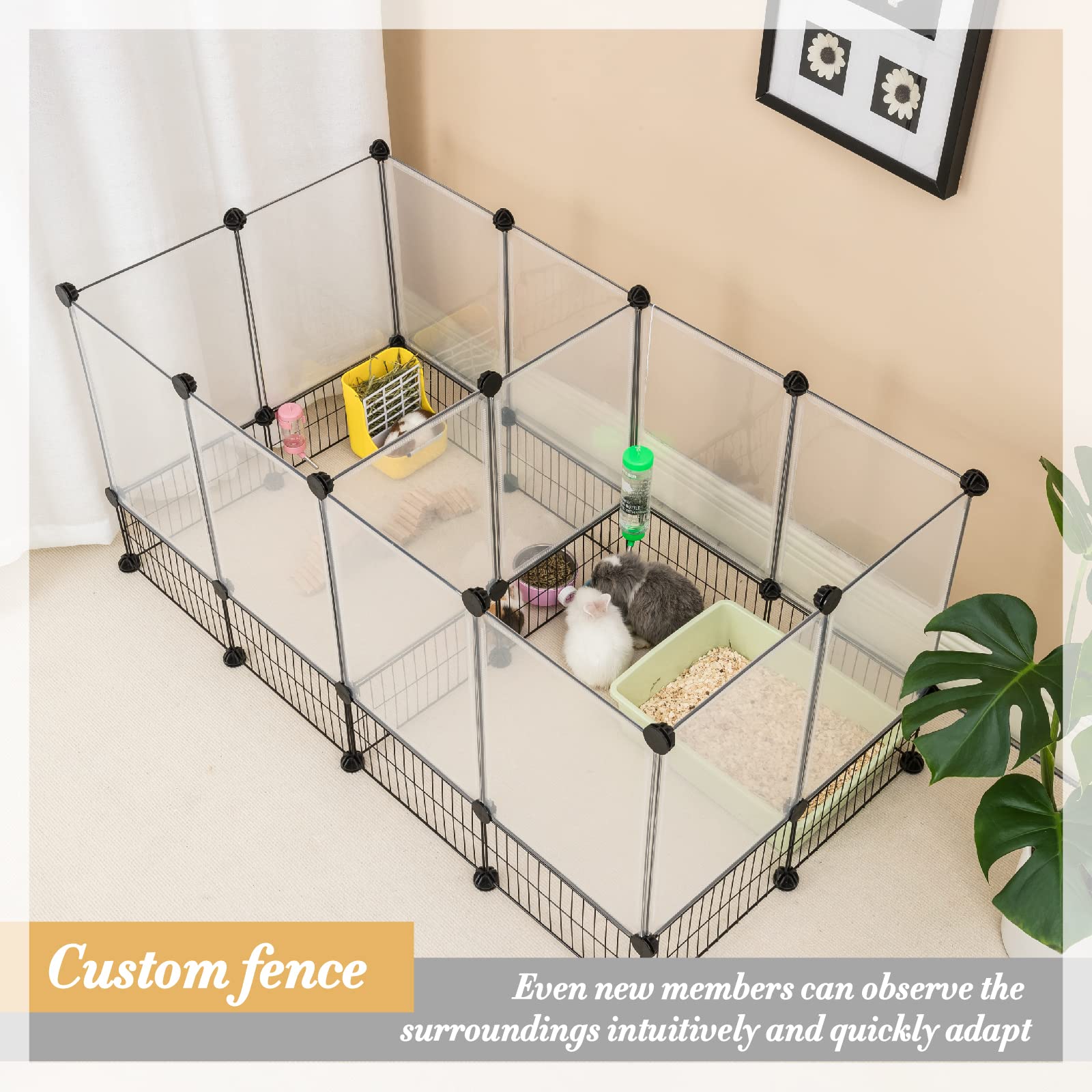 Dinmo Rabbit Playpen, Guinea Pig Cages, Hamster Cages, Iron Net Bottom Design For Small Animal, Bunny, Ferret, Hedgehog, Diy, Ex