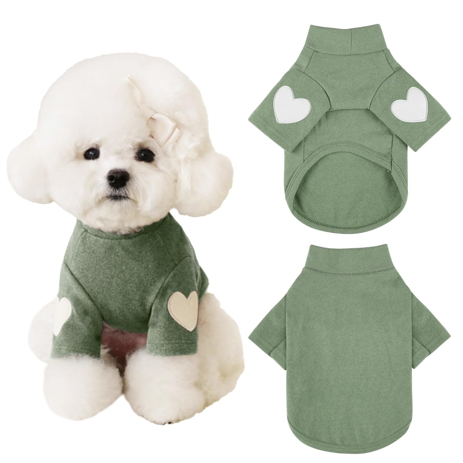 Yaopelky Dog Sweatshirt For Small Medium Dogs Warm Pet T Shirt Dog Clothes With Heart Print Cat Puppy Outfit Doggie Sweatshirts 