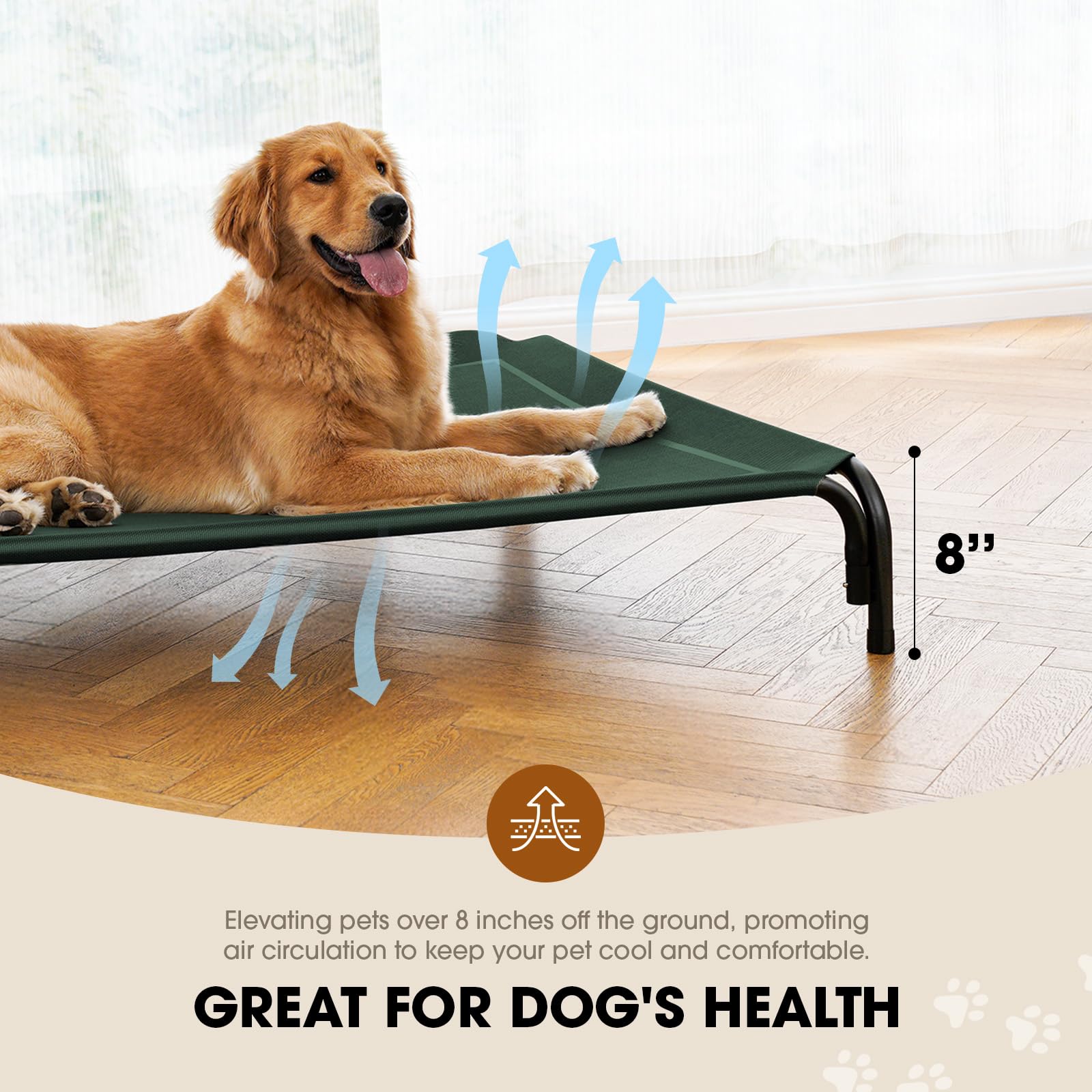 Elevated Dog Bed, Raised Outdoor Dog Bed For Medium Sized Dogs, Portable Cooling Pet Cot With Breathable & Washable Mesh, Indoor