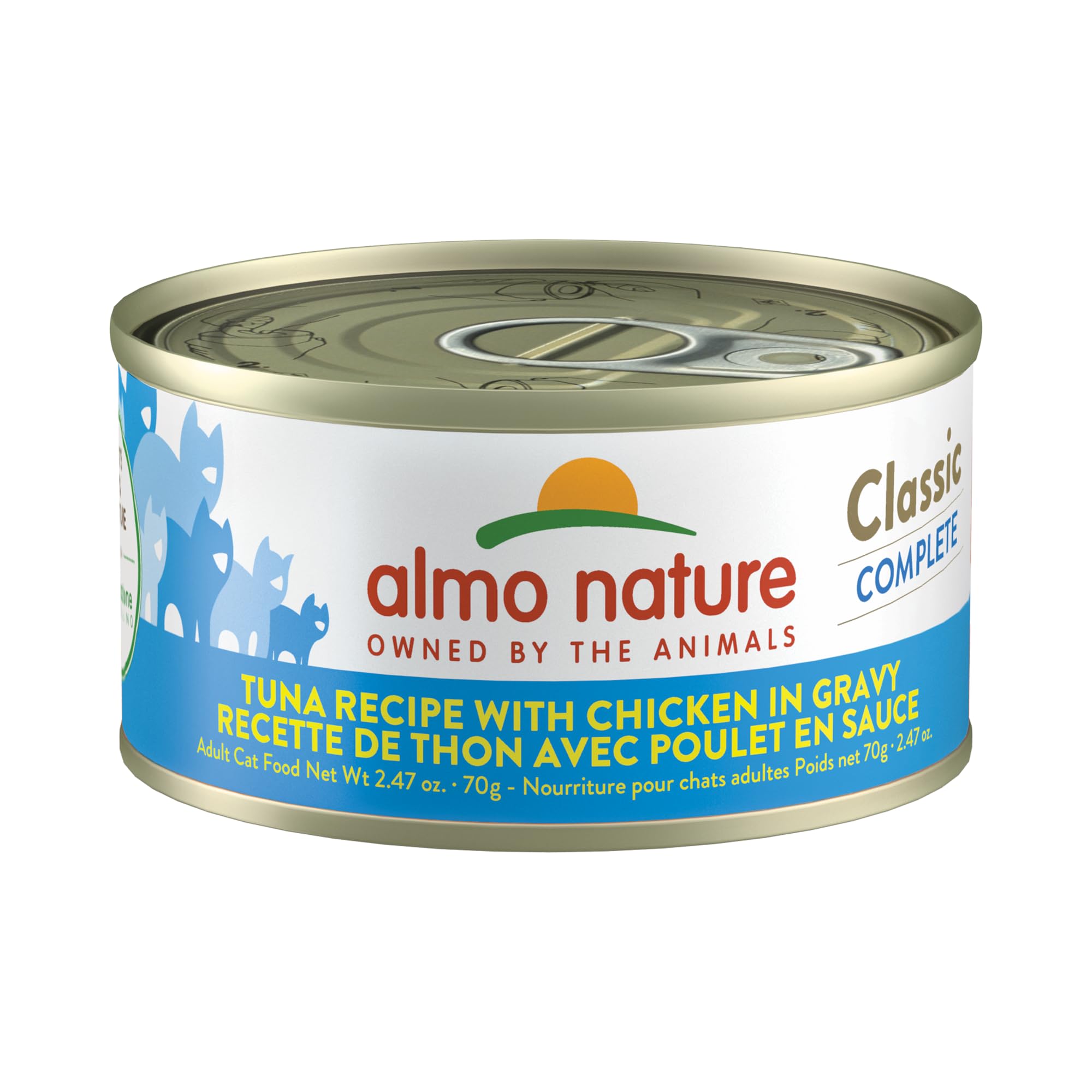 almo nature Classic Wet Cat Food, Tuna Recipe with Chicken in Gravy, Grain Free, GMO Free, No Artificial Colors and Flavors, 2.4