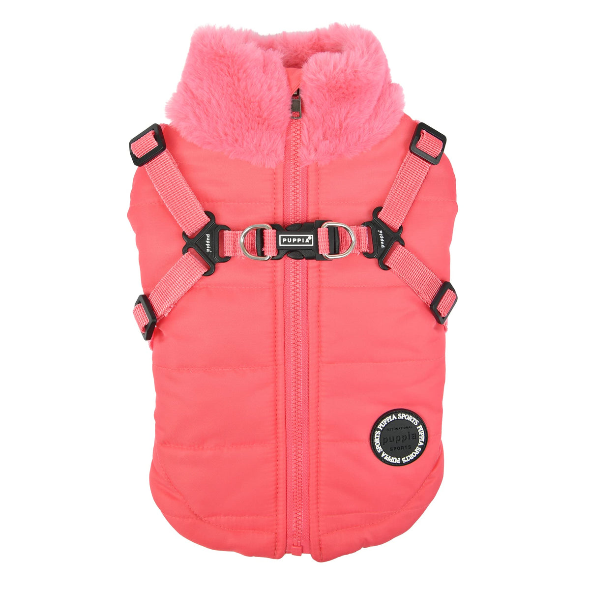 Puppia Donavan Winter Dog Coat With Integrated Harness No Pull Cold Weather Waterproof Warm Fleece Back Zipper For Small & Mediu
