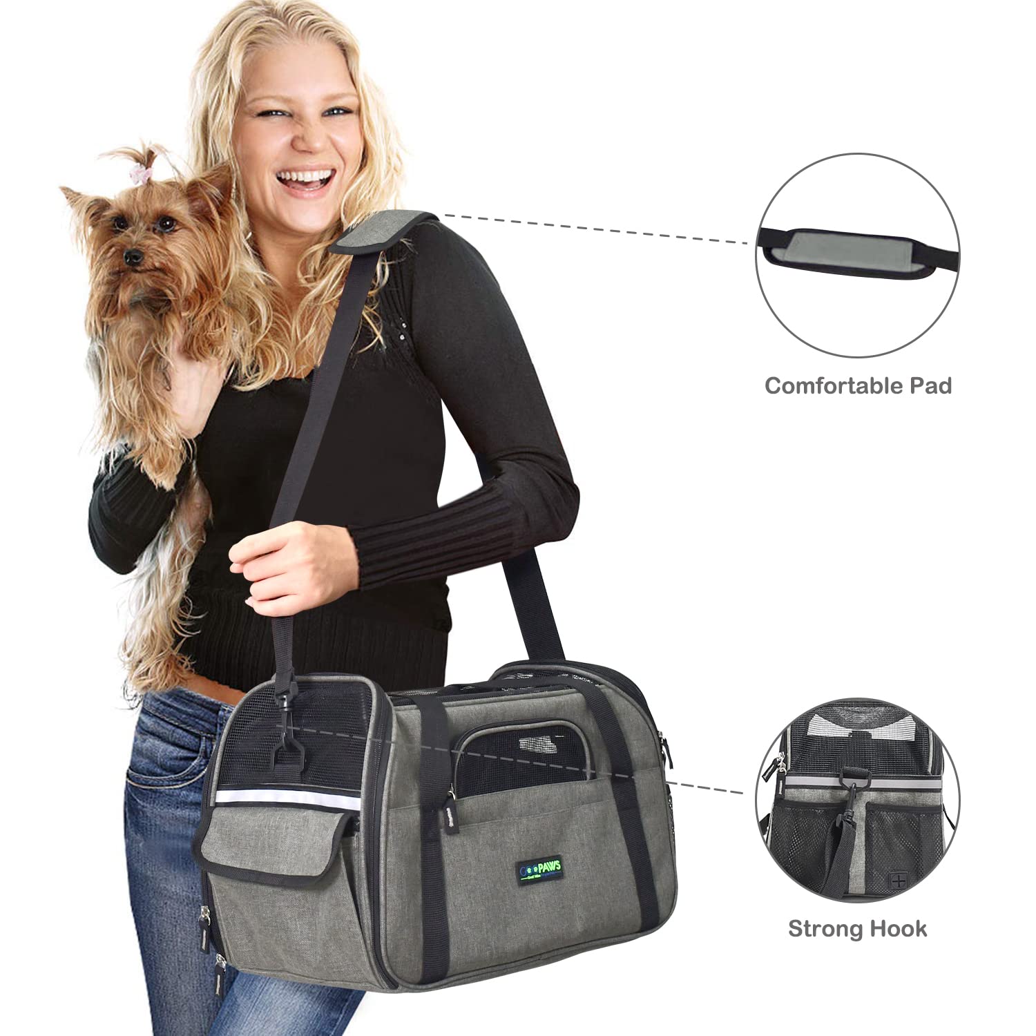 JESPET Soft-Sided Kennel Pet Carrier for Small Dogs, Cats, Puppy, Airline Approved Cat Carriers Dog Carrier Collapsible, Travel
