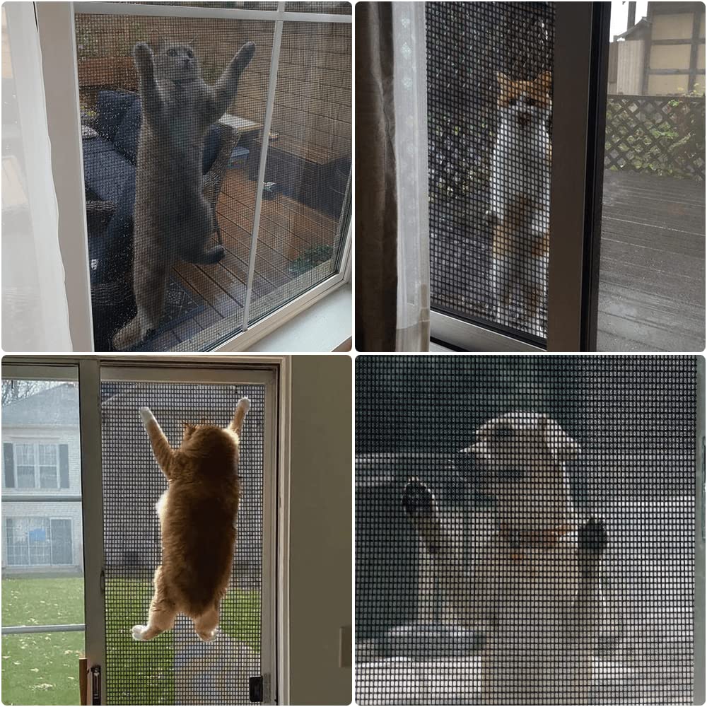 Pet Proof Window Screen Roll 59'' X 200'' Thicken Charcoal Screen Mesh Durable And Scratch-Resistant For Families With Cat Or Do