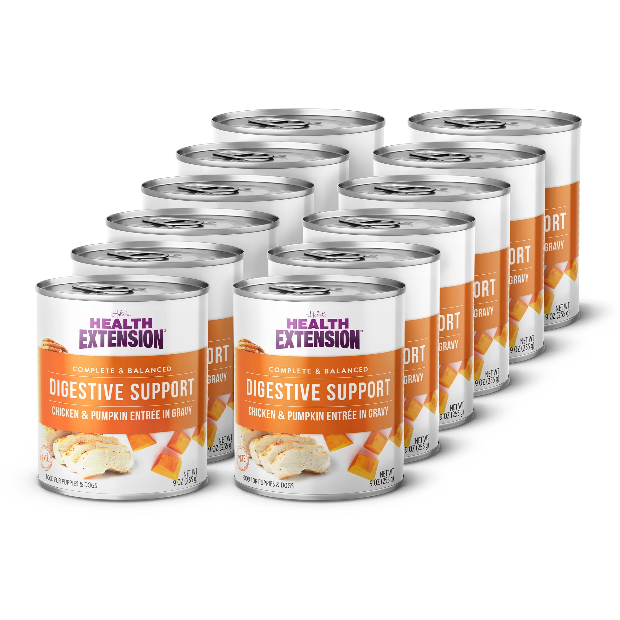 Health Extension Wet Dog Food Chicken & Pumpkin Entr  e in Gravy, 9 oz - Digestive Support with Superfoods & Antioxidants for Im