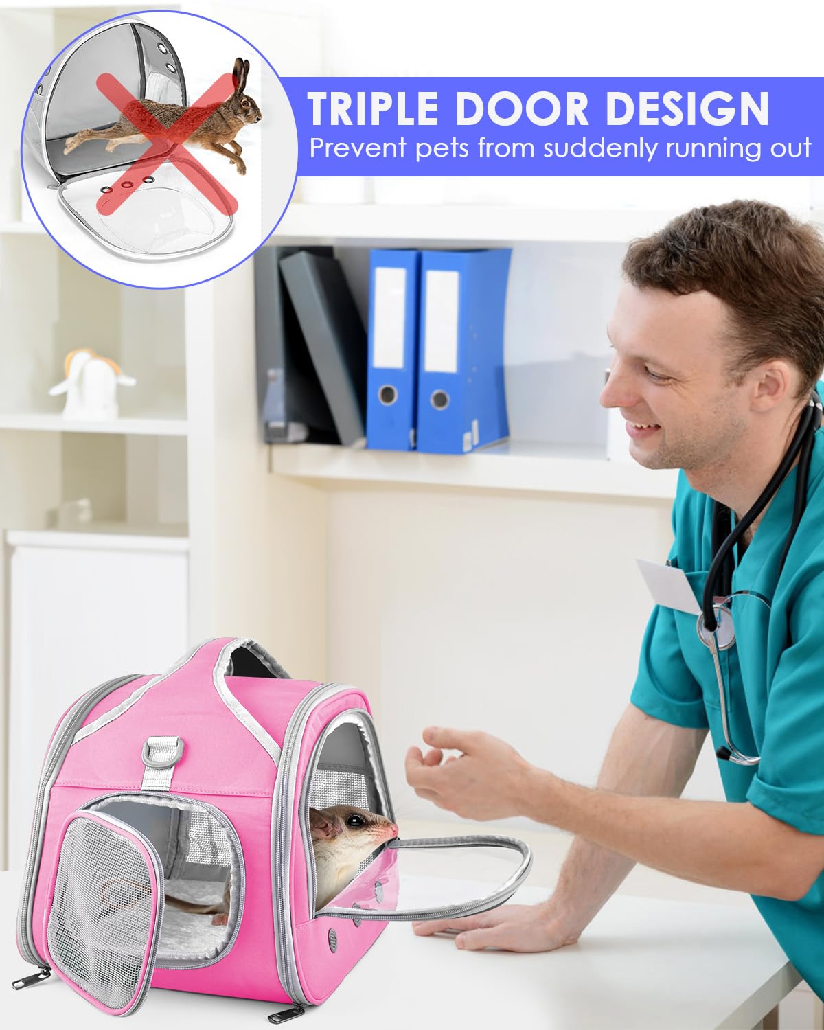 Bissap Guinea Pig Carrier Bag, Portable Small Animal Carrier Pouch For Hamster Chinchilla Bunny Hedgehog Lizard Bearded Dragon B