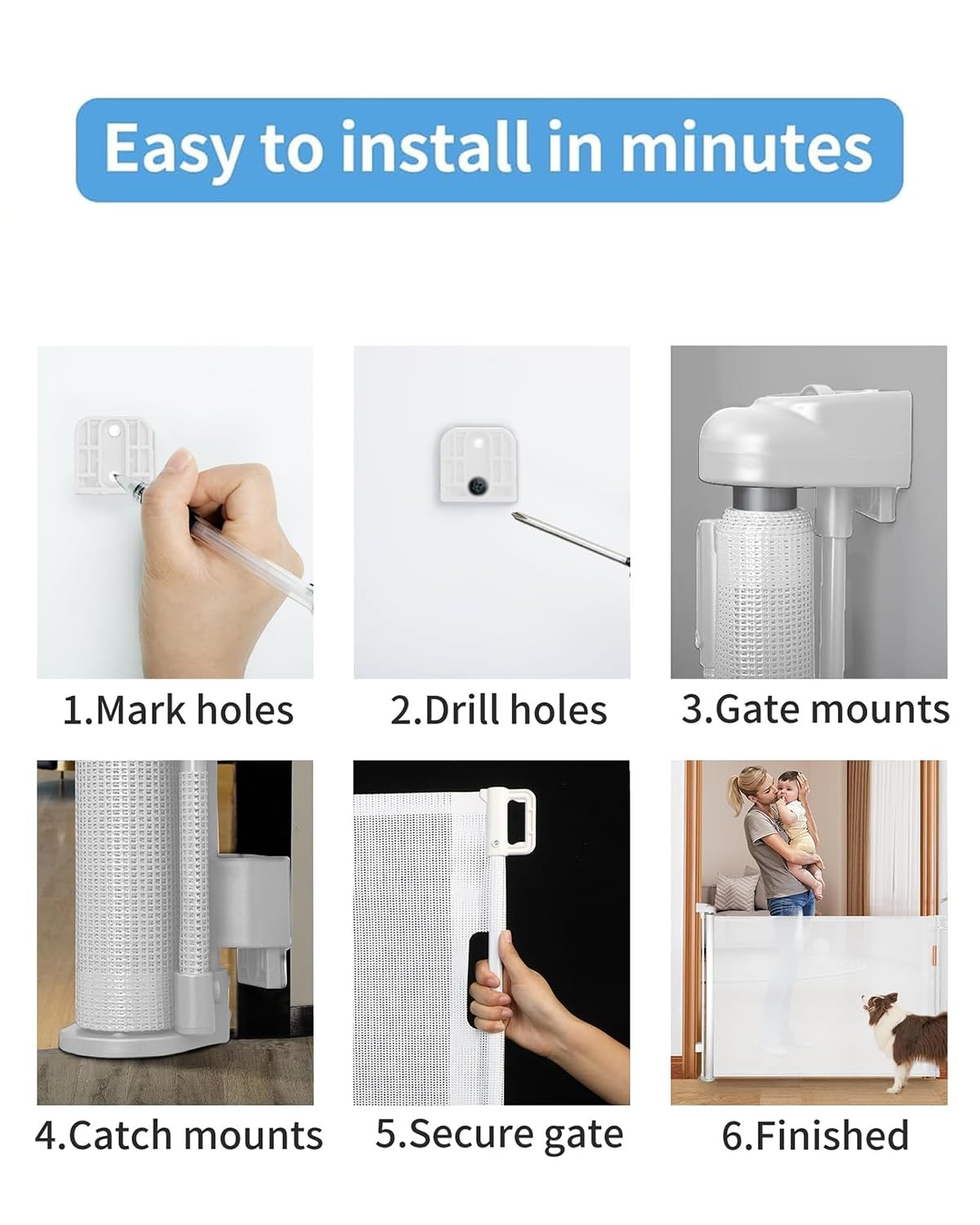 Veraste Retractable Baby Gate,Mesh Baby Gate Or Mesh Dog Gate,33' Tall,Extends Up To 71' Wide,Child Safety Gate For Doorways,Stairs,Hallways,Indoor/Outdoor(White,33'X71')